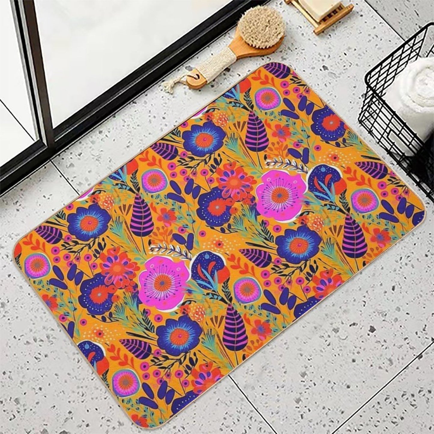 Botanically Bold - 70's Retro Easy To Clean Bath Mat