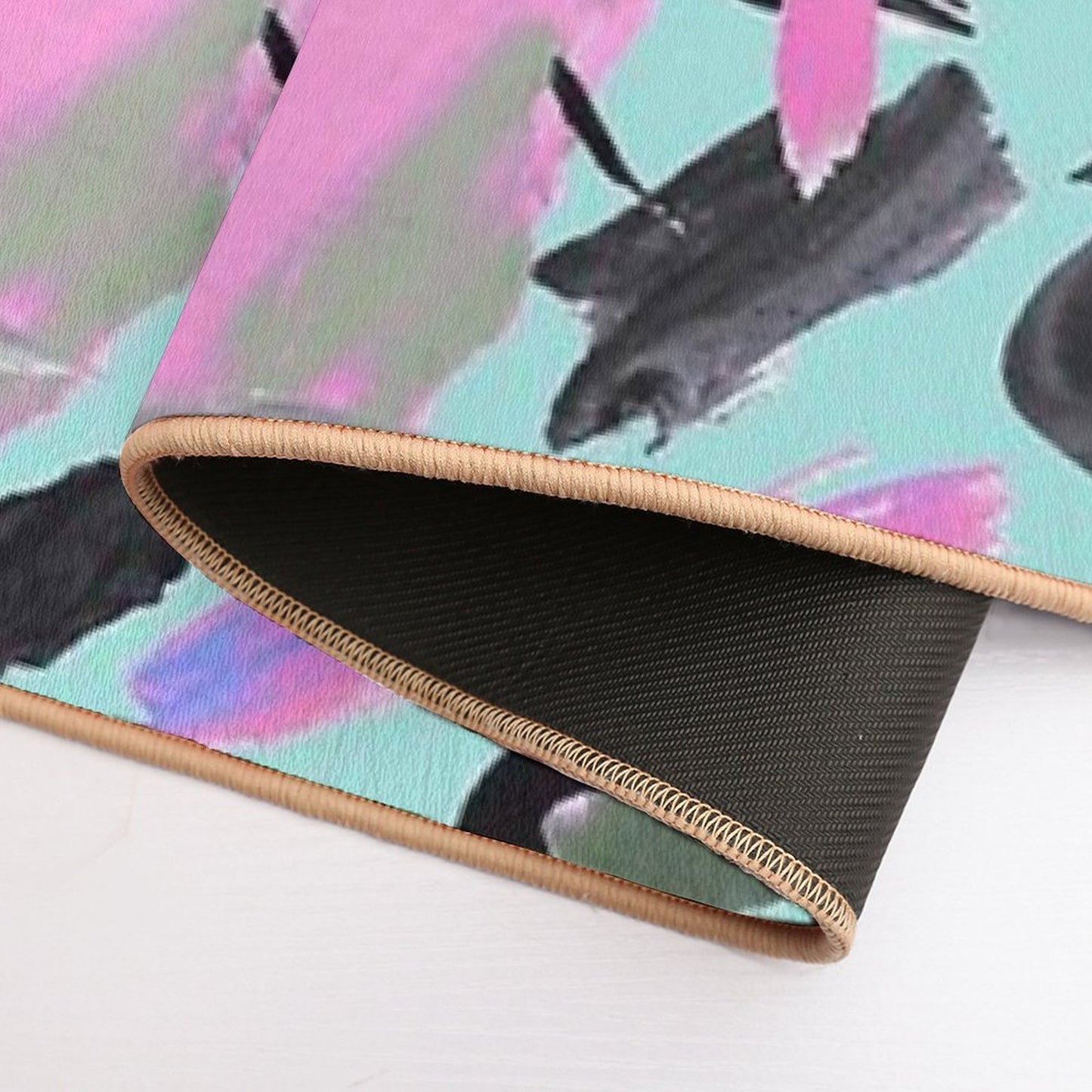 Mint And Pink Abstract Painting Multi-Purpose Bath Mat