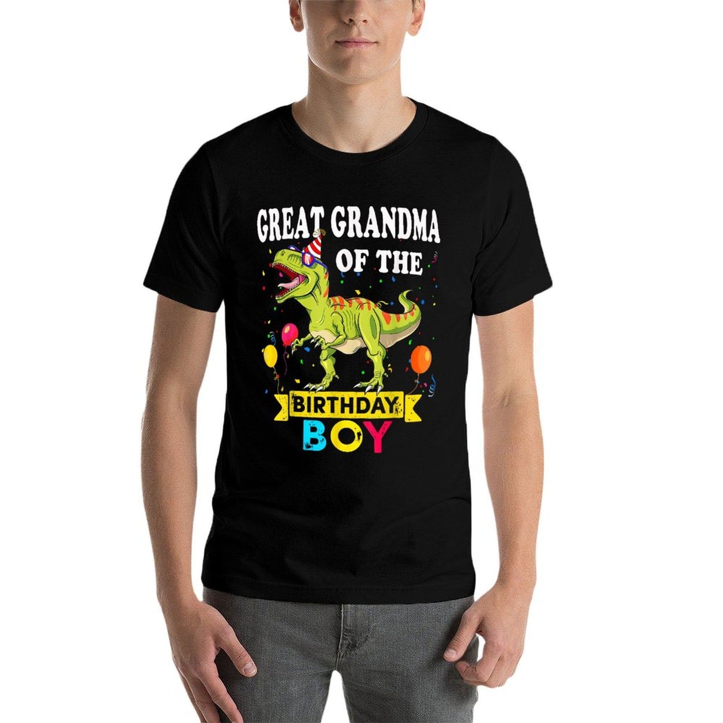 Great Grandma Of The Birthday Boy Dinosaur T-Rex Family Slim-fit Cut T-Shirt