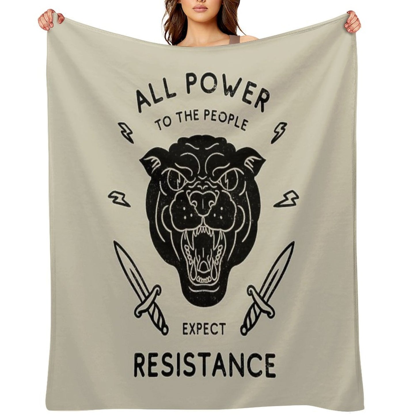 Black Panther - All Power to The People - Expect Resistance HBCU Black Owned BLM Black Lives Matter Original Art Pillowcase Easy Care Throw Blanket