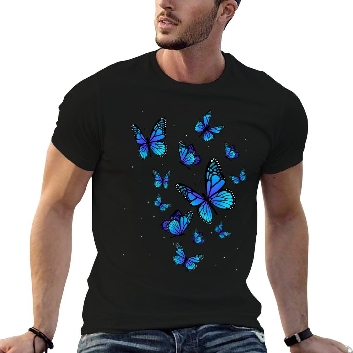 Blue Butterfly Art Garden Beautiful Butterflies Wrinkle-resistant T-Shirt