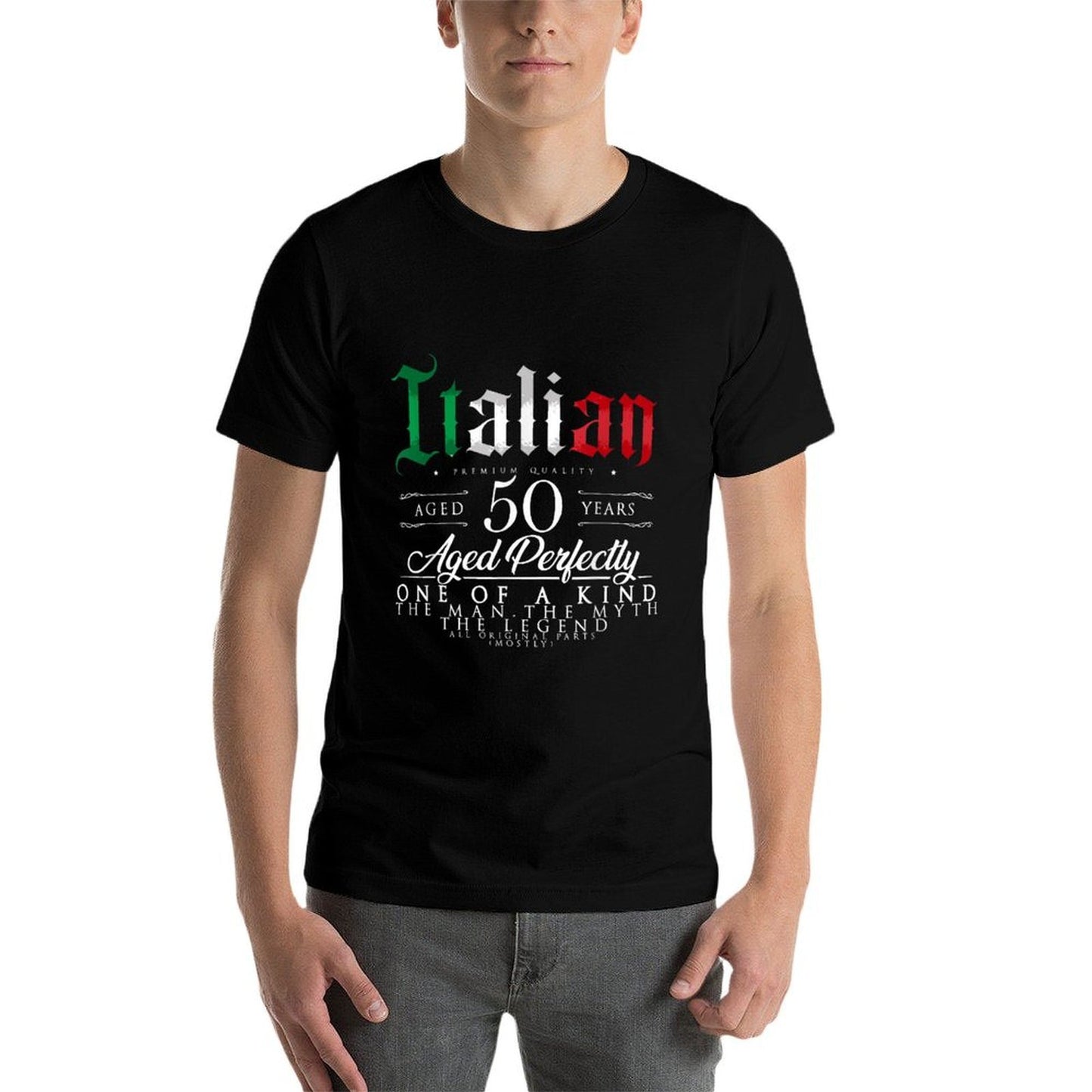 50th Birthday Gift Italian Age 50 Years Old Born in Italy Slim-fit Cut T-Shirt