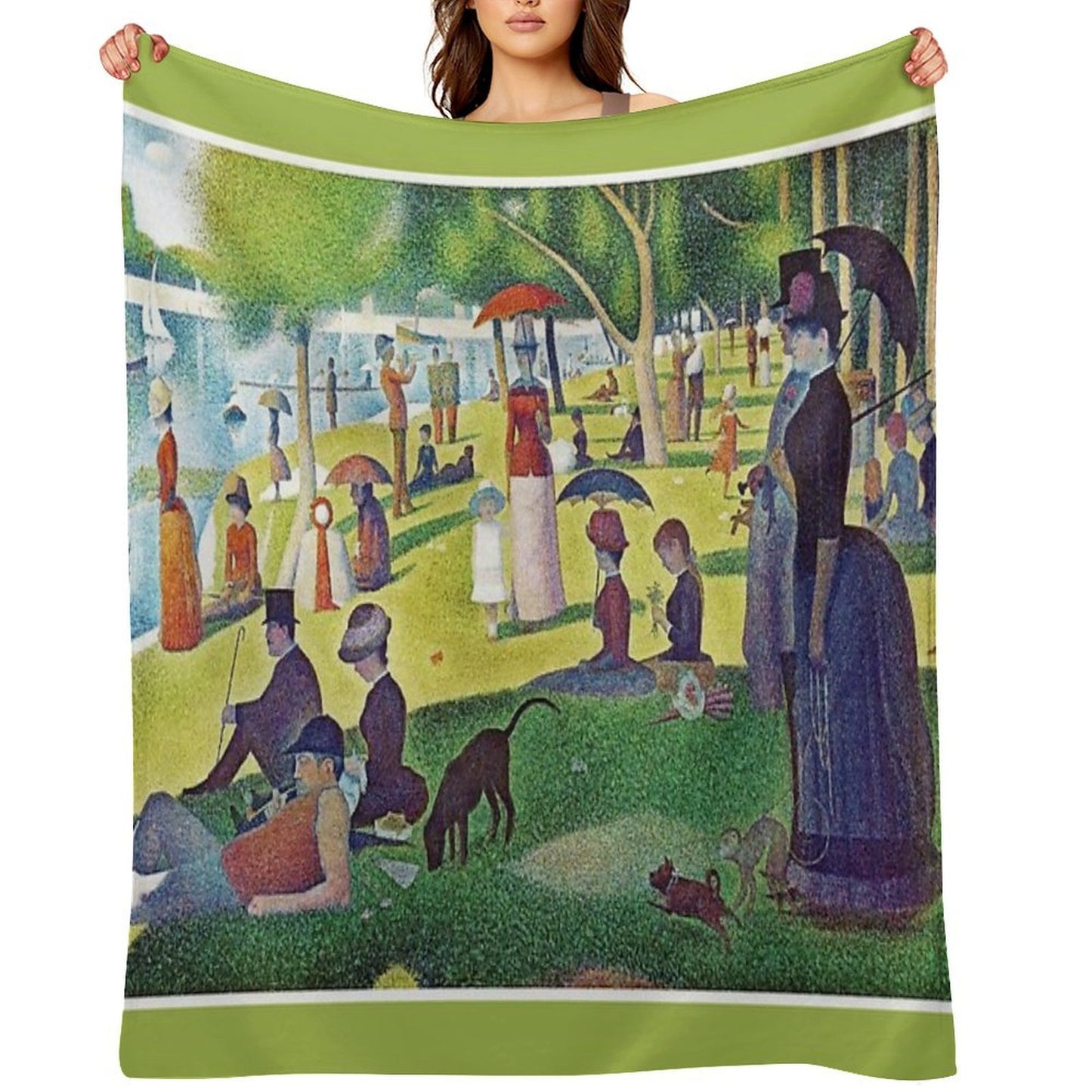 Seurat's A Sunday Afternoon on La Grande Jatte - Fine Art Pointillism Velvety-soft Throw Blanket