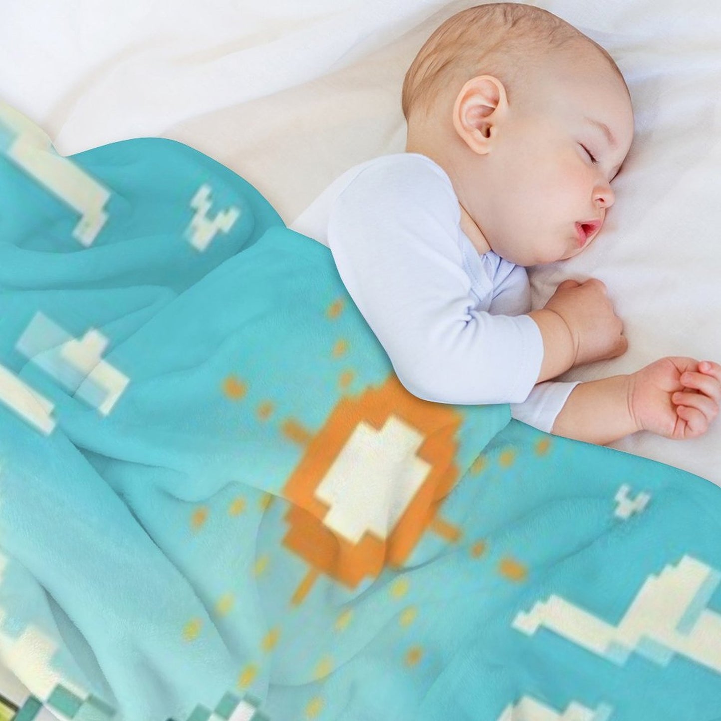Pixelated Bee Design Anti-pilling Throw Blanket