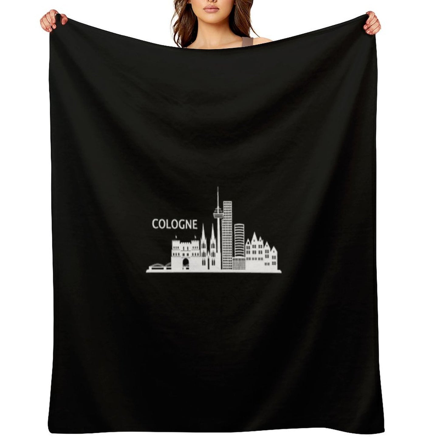 Cologne Skyline Black Lightweight Throw Blanket
