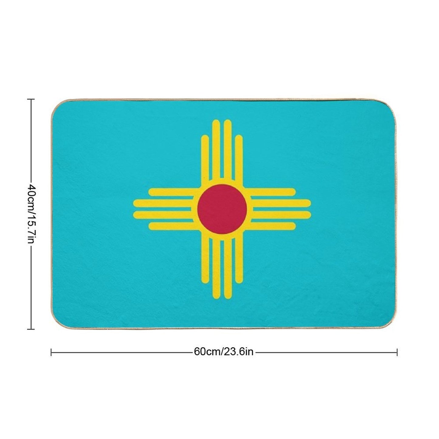 New Mexico Flag in Turquoise Easy To Clean Bath Mat
