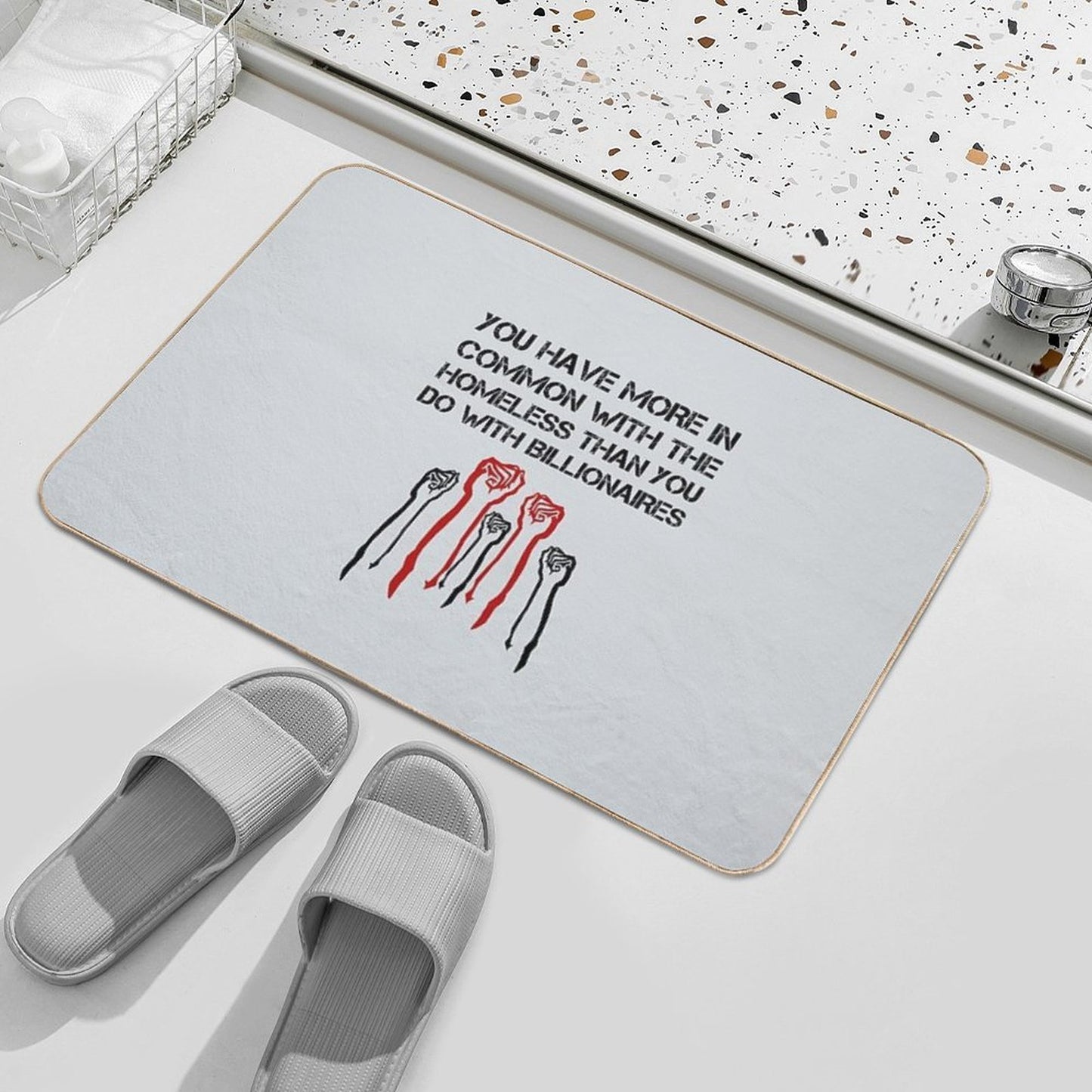 Communist Socialist Left Class Solidarity Anti Billionaire Eco-Friendly Bath Mat