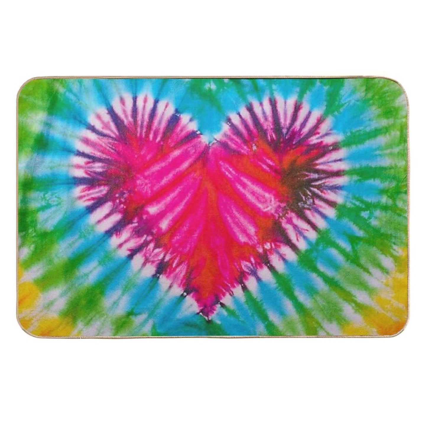 Tie Dye Red Heart Easy Maintenance Bath Mat