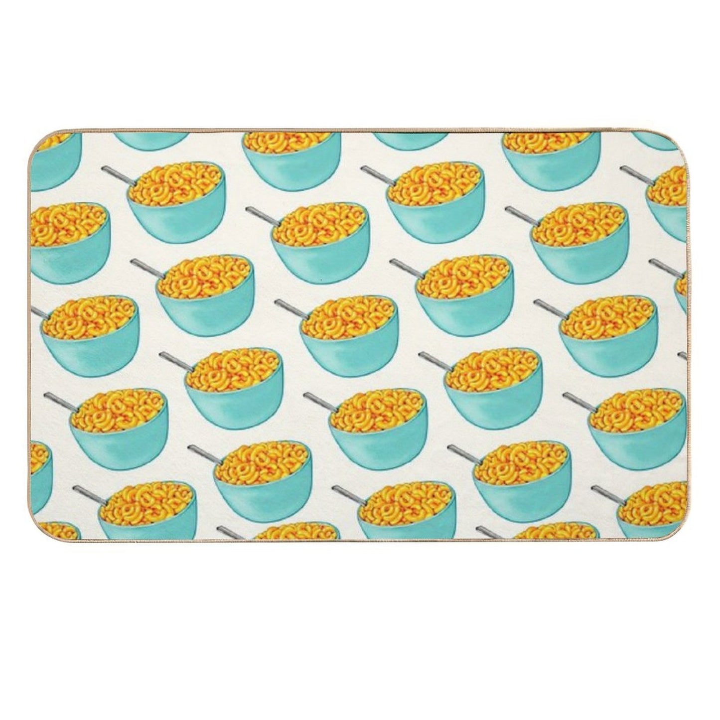 Mac & Cheese Pattern - White Fade-Resistant Bath Mat