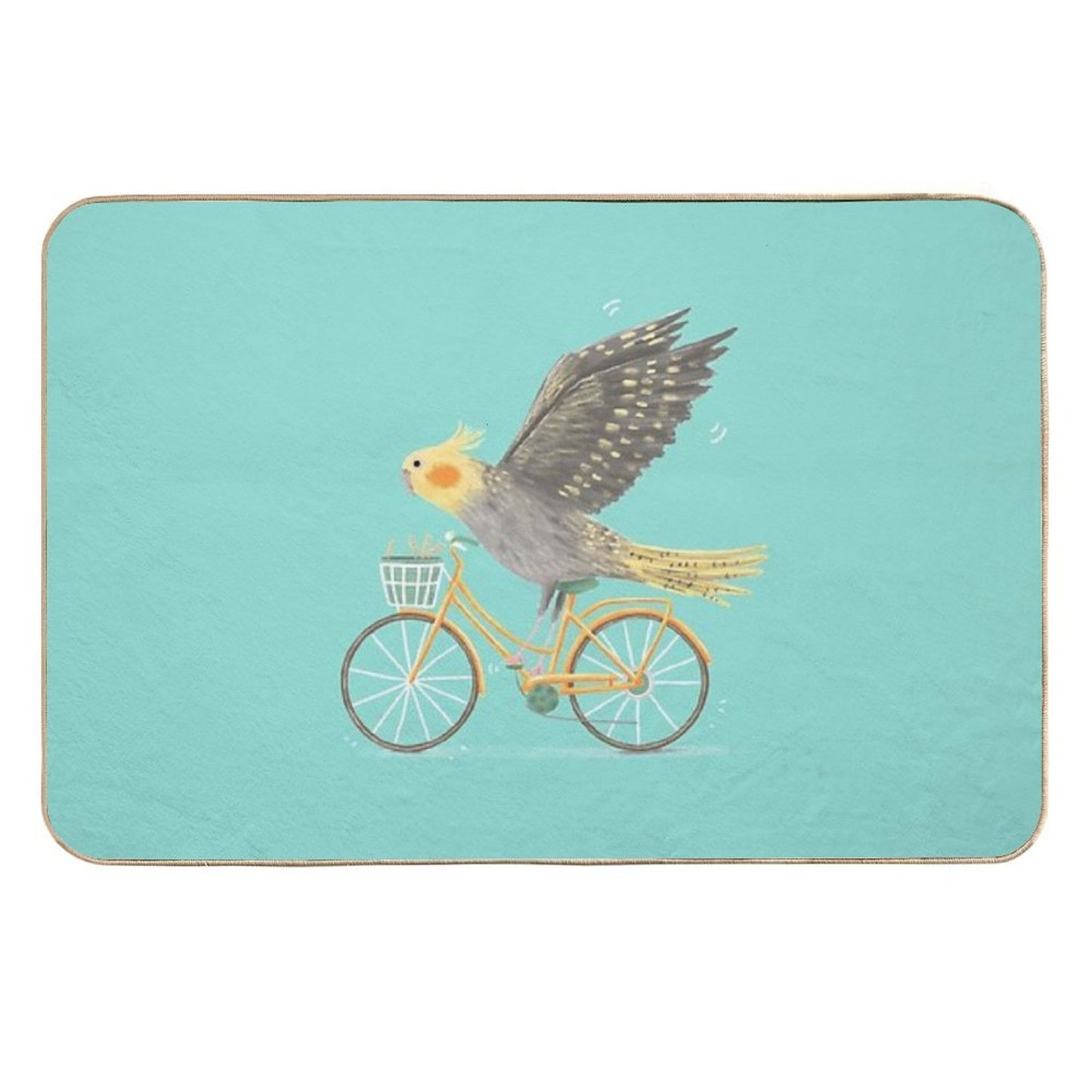 Cockatiel on A Bicycle Easy To Clean Bath Mat