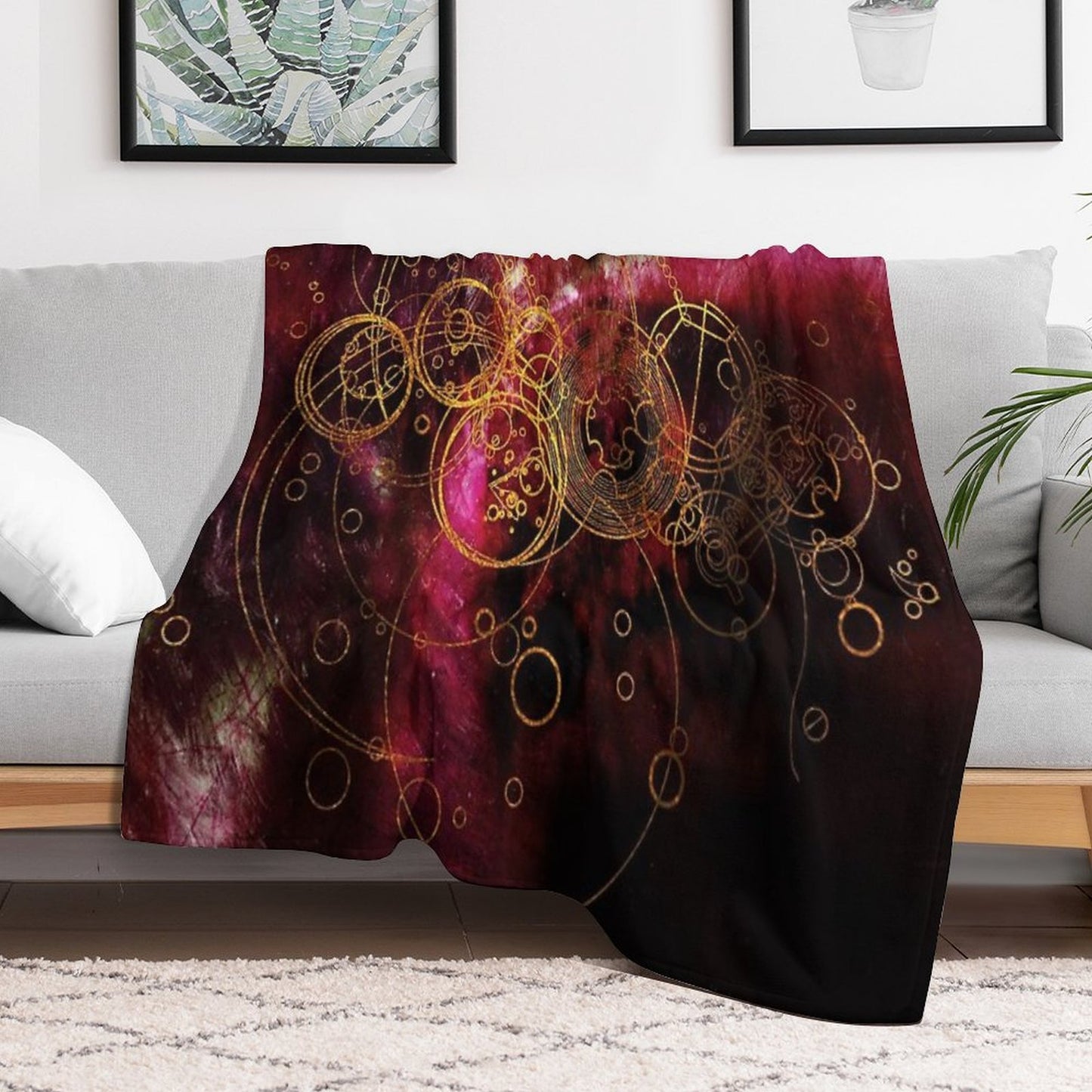 ClockWork Writing Red Compact Throw Blanket