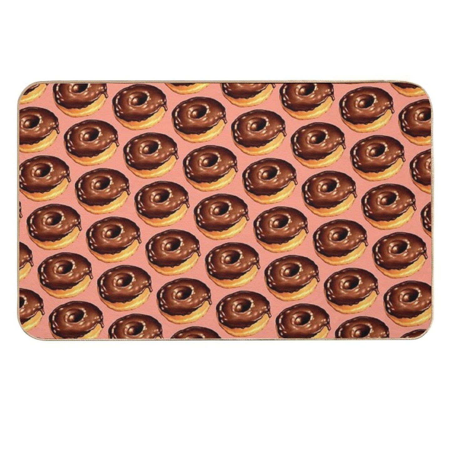 Chocolate Donut Pattern - Pink Easy To Clean Bath Mat