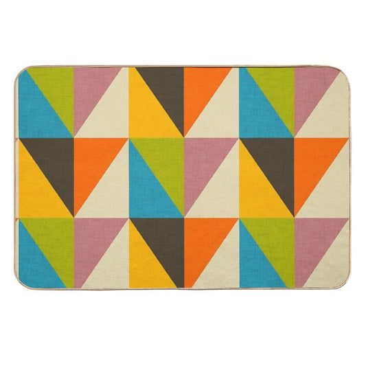 Retro Color Block Chevron Color Fun  Easy To Clean Bath Mat