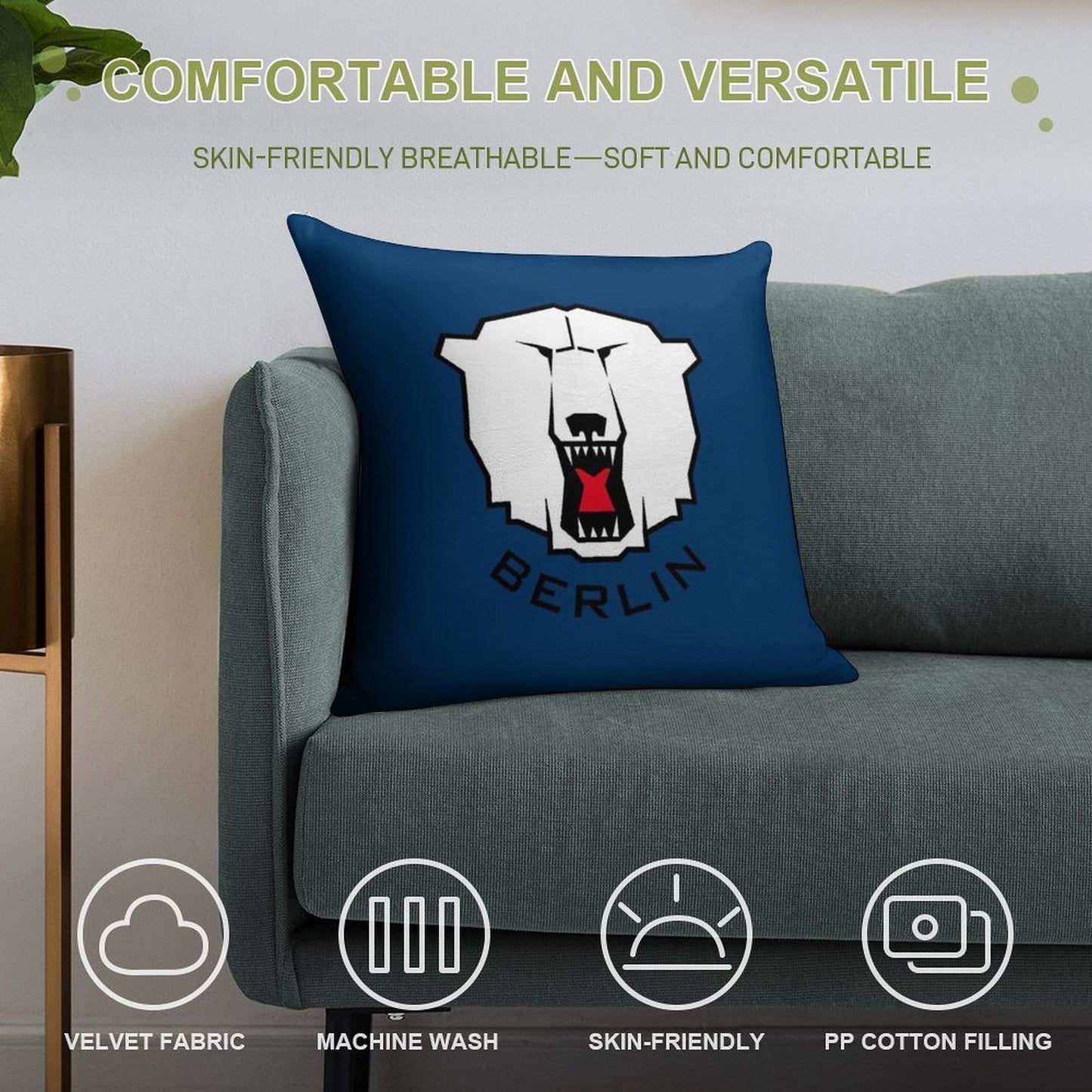 Eisbären Berlin Soft Skin-Friendly Throw Pillow