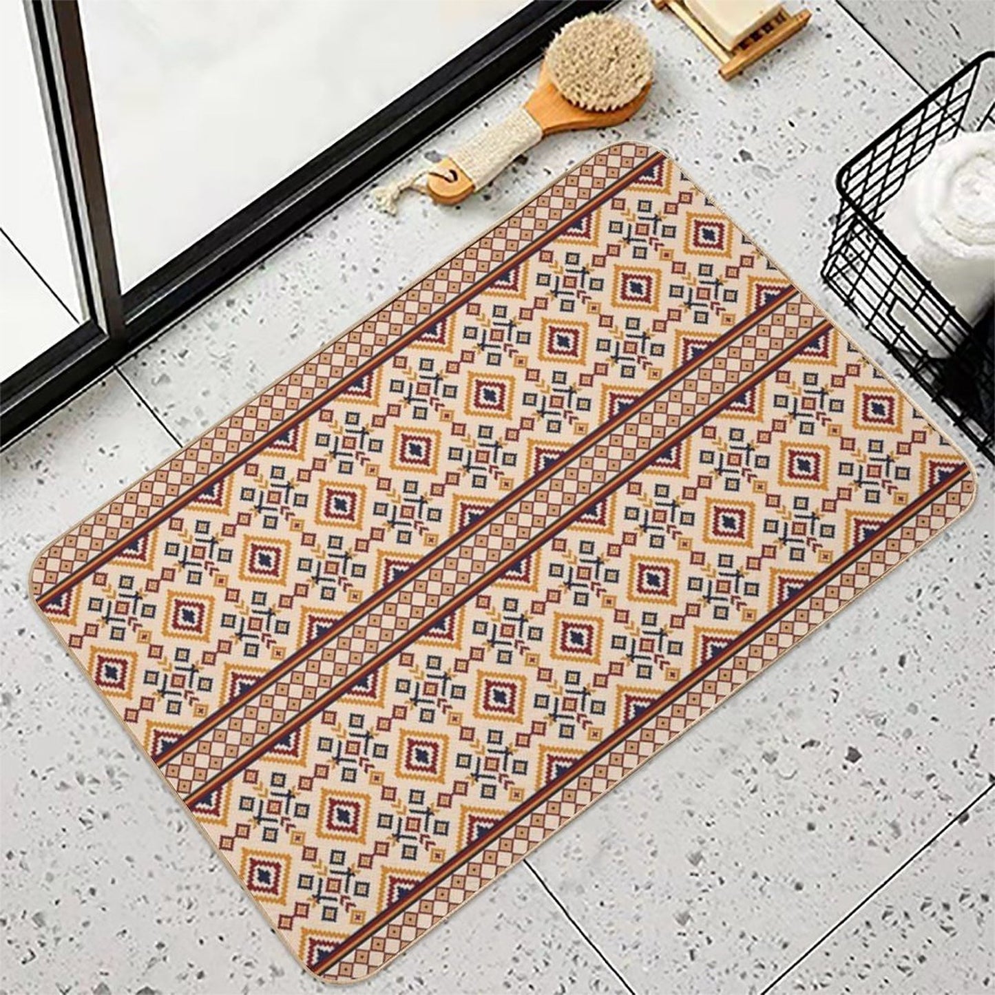 Pattern Seamless Pixel Art Ethnic Geometric for Fabric Repositionable Bath Mat