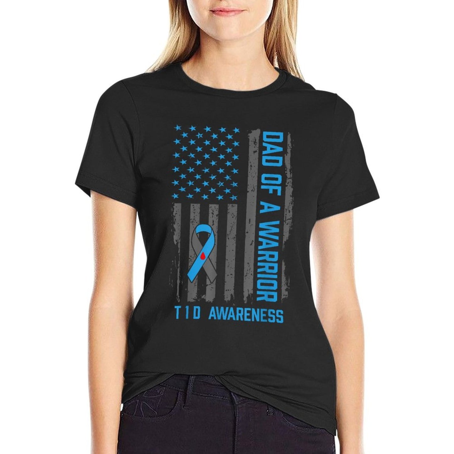 Type 1 Diabetes Awareness T1D Dad of Warrior Type 1 Diabetic Odor-resistant T-Shirt