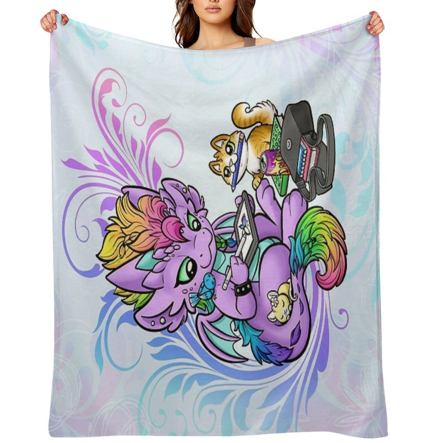 Rosa Artist 'Rainbow Swirls' Comfort Throw Blanket