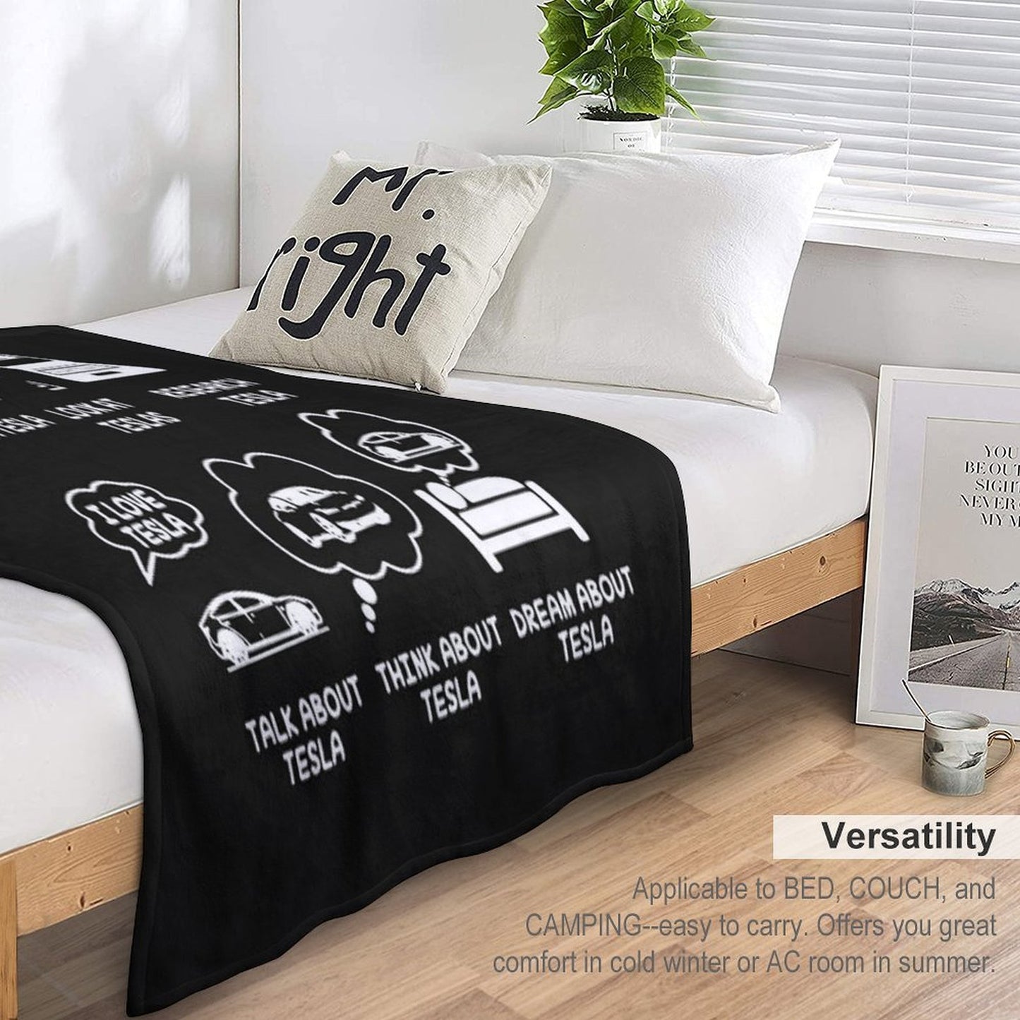 Tesla Things I Do in My Spare Time Eco-conscious Throw Blanket