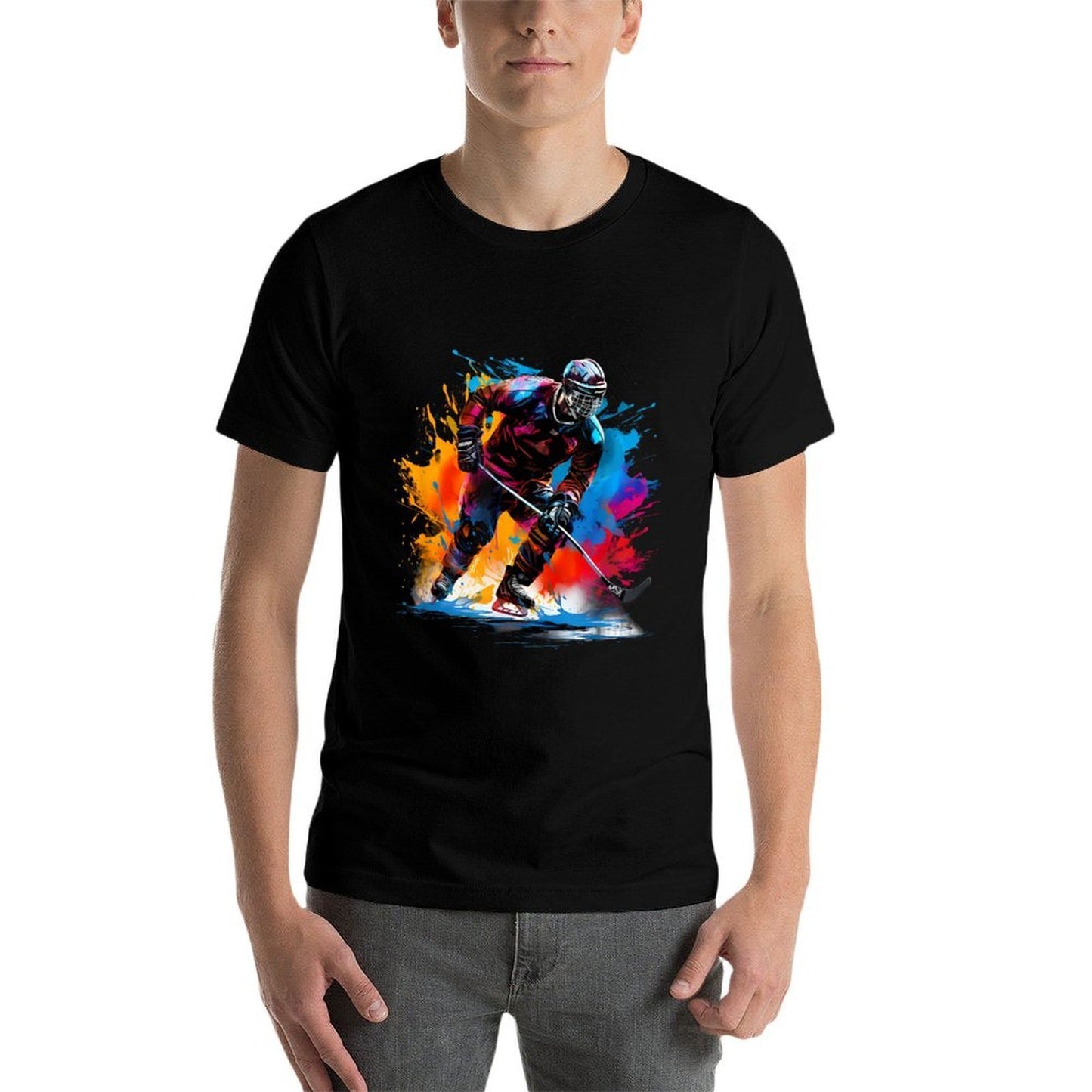 Colorful Ice Hockey Polyester Blend T-Shirt