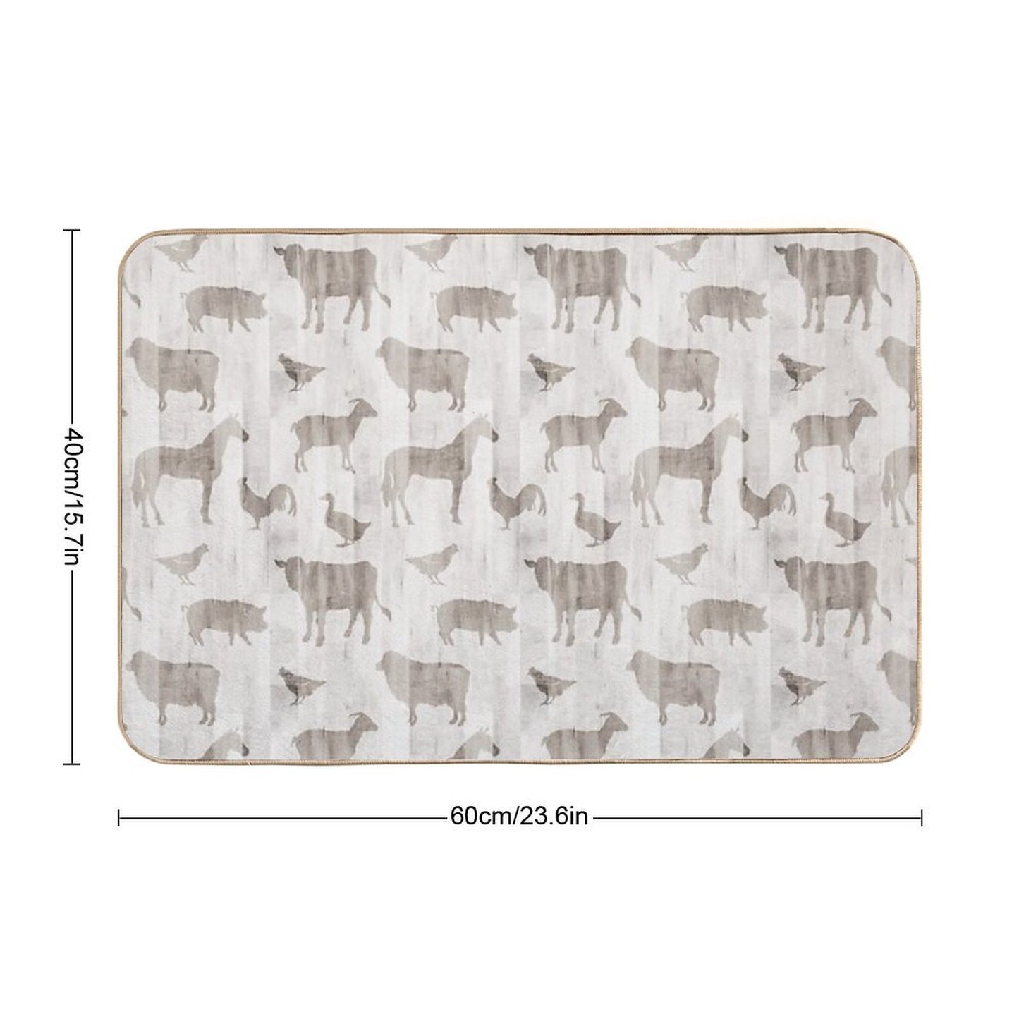 Farm Animals - Light Barn Wood Odorless Bath Mat