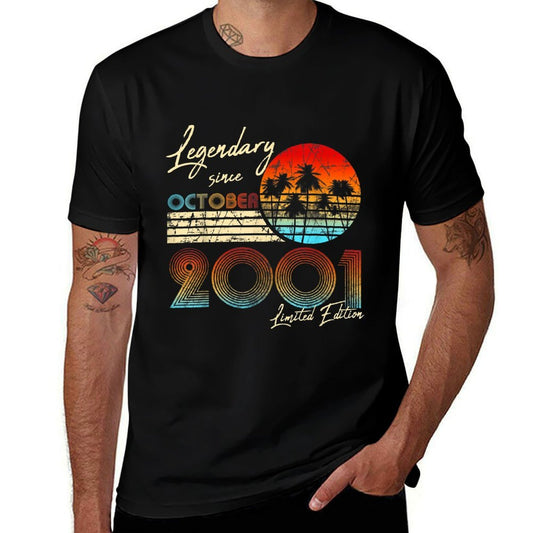 Legendary Since Bday October 2001 Vintage 20Th Birthday  Oversized Silhouette T-Shirt