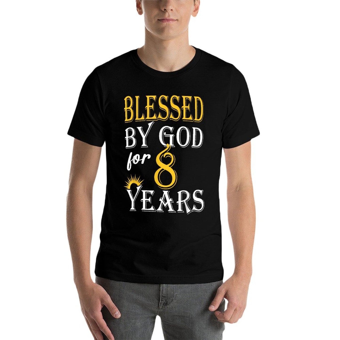Vintage Blessed by God for 8 Year Old Birthday Stretchy T-Shirt