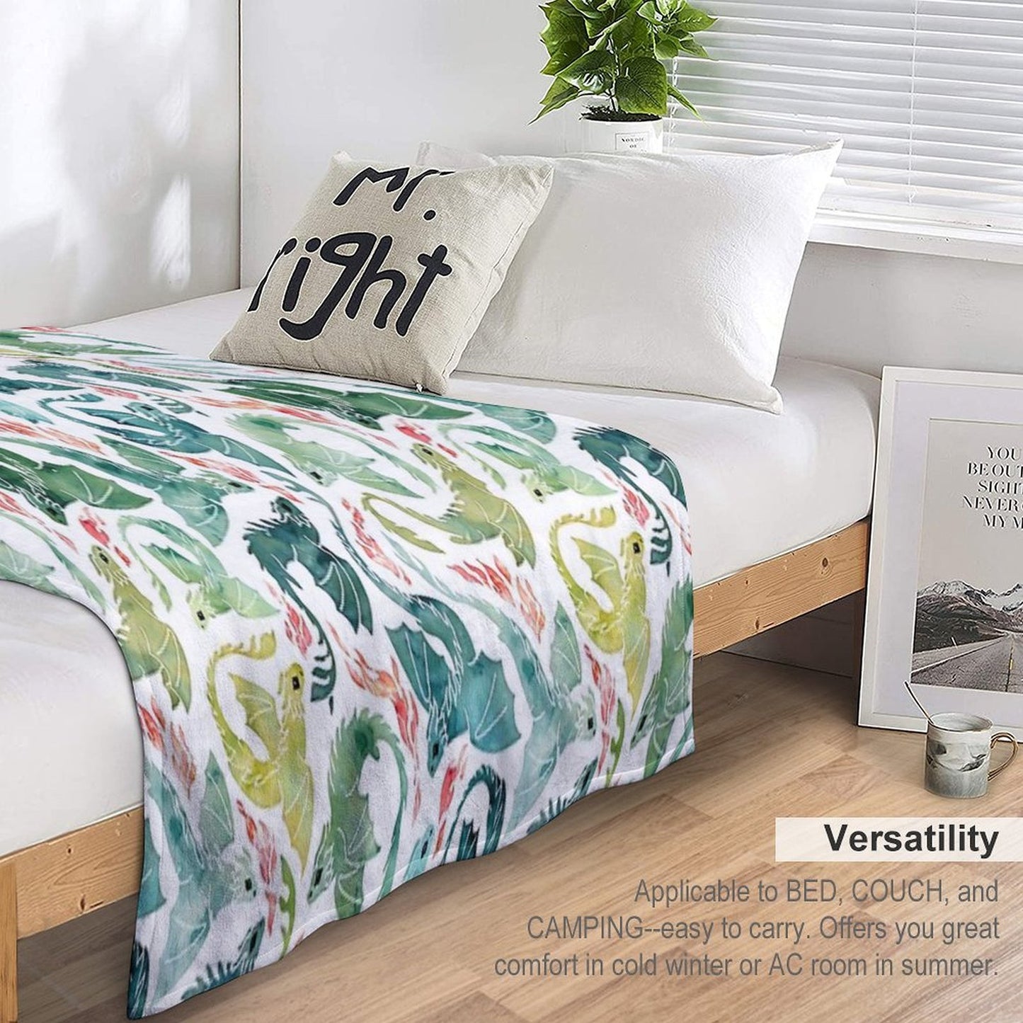 Dragon Fire Turquoise & Green Gift-ready Throw Blanket