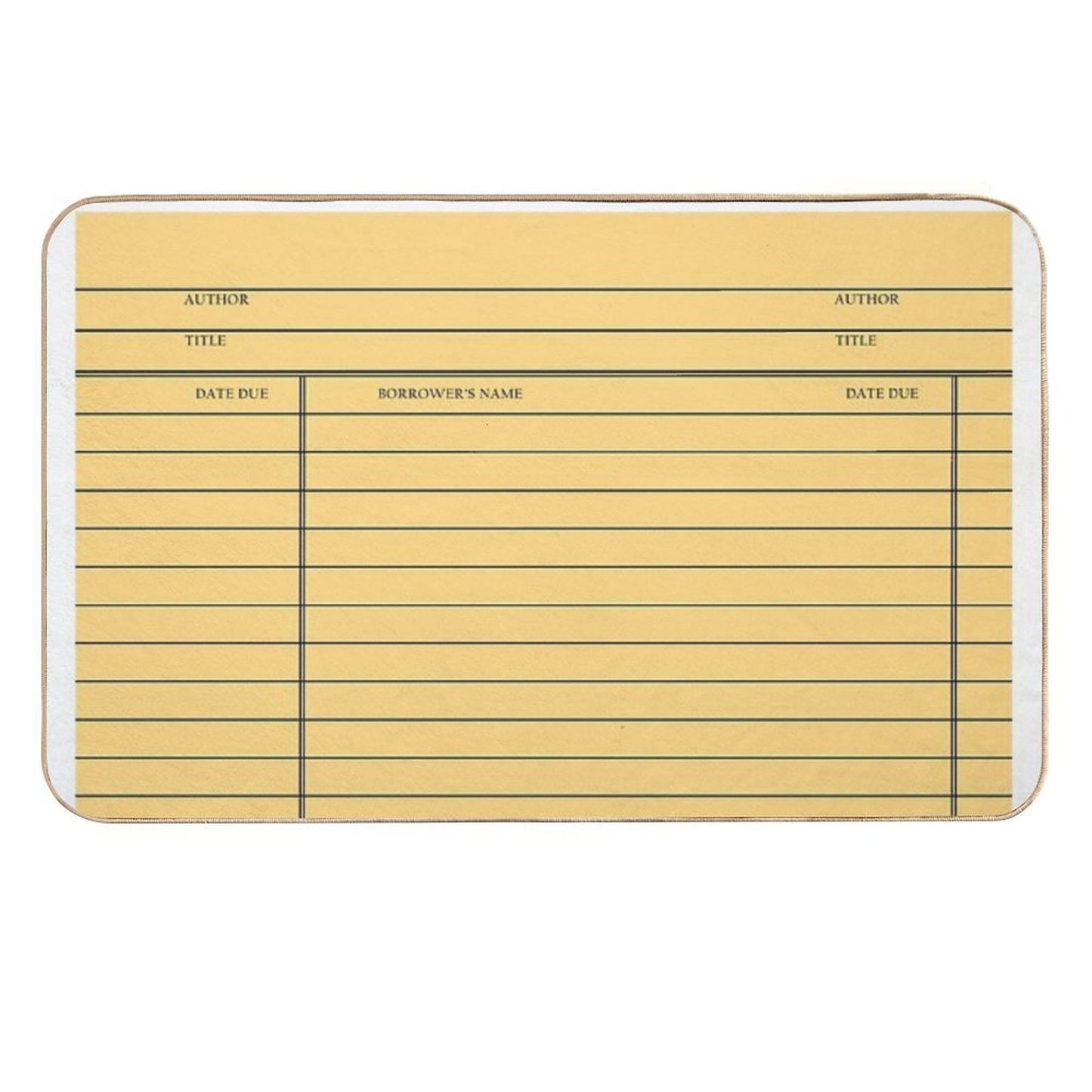 Vintage Library Card - Yellow Gold Pet-Safe Bath Mat
