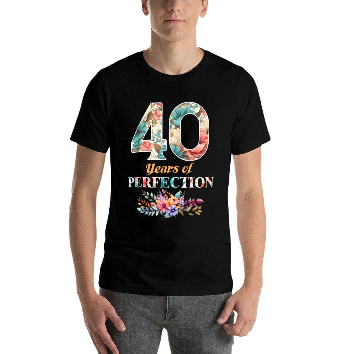 40 Years of Perfection 40th Birthday for Women Ribbed Collar T-Shirt