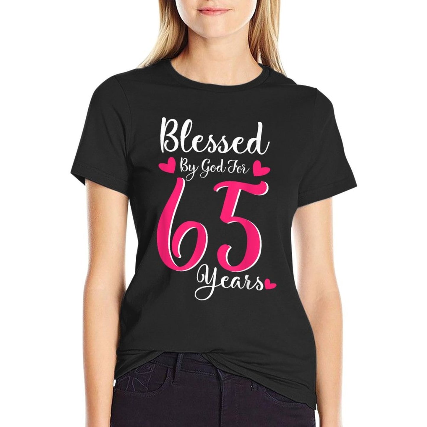 65th Birthday Gift And Blessed for 65 Years Birthday High-quality Stitching T-Shirt