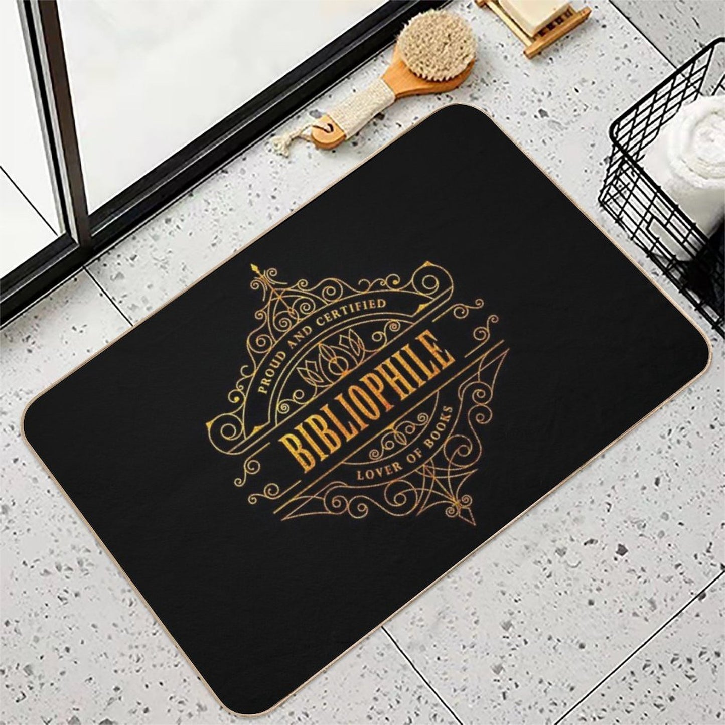 Gold Bibliophile - Black Rapid-Drying Bath Mat