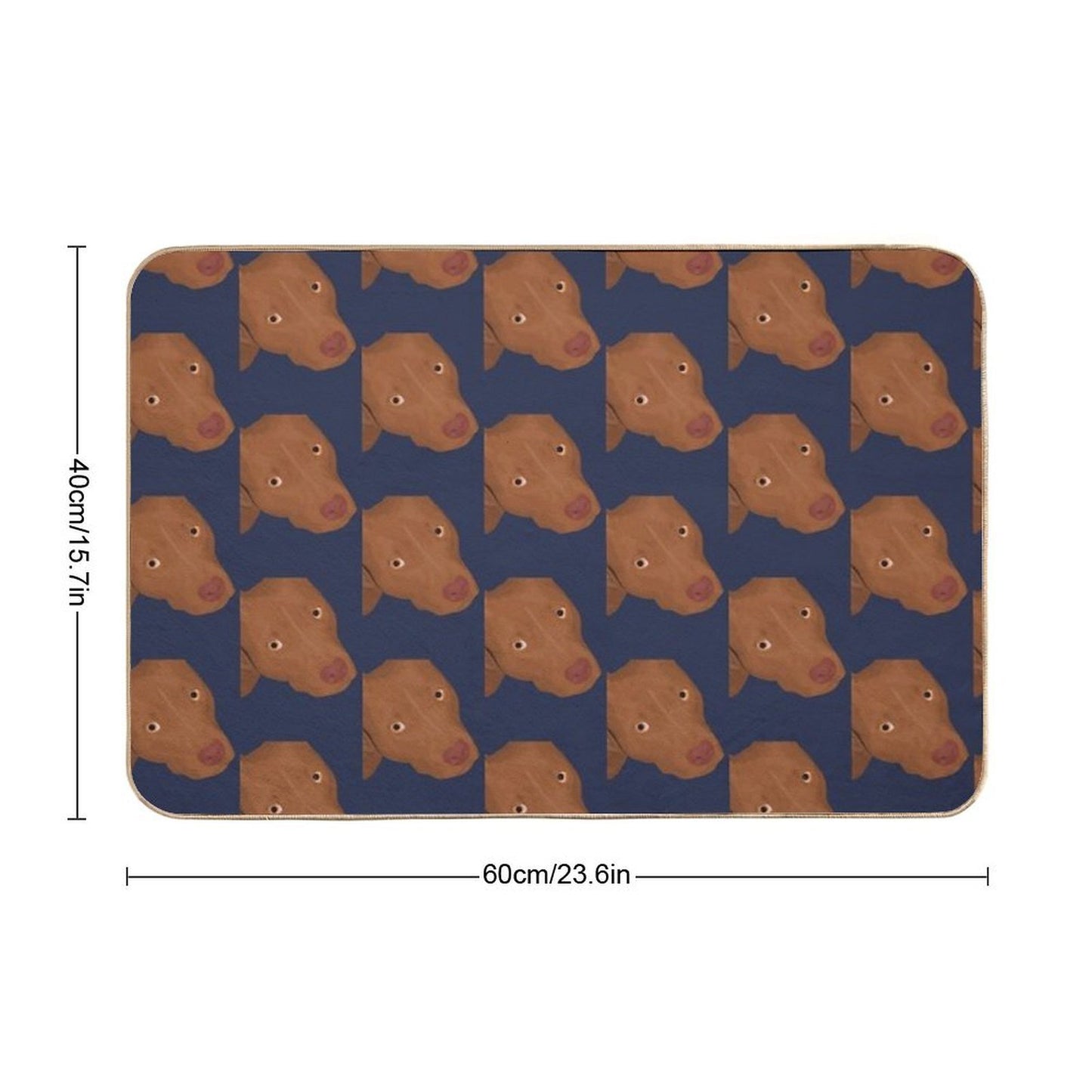 Cute Red Nose Pitbull Portrait - Vector Art Pet-Safe Bath Mat
