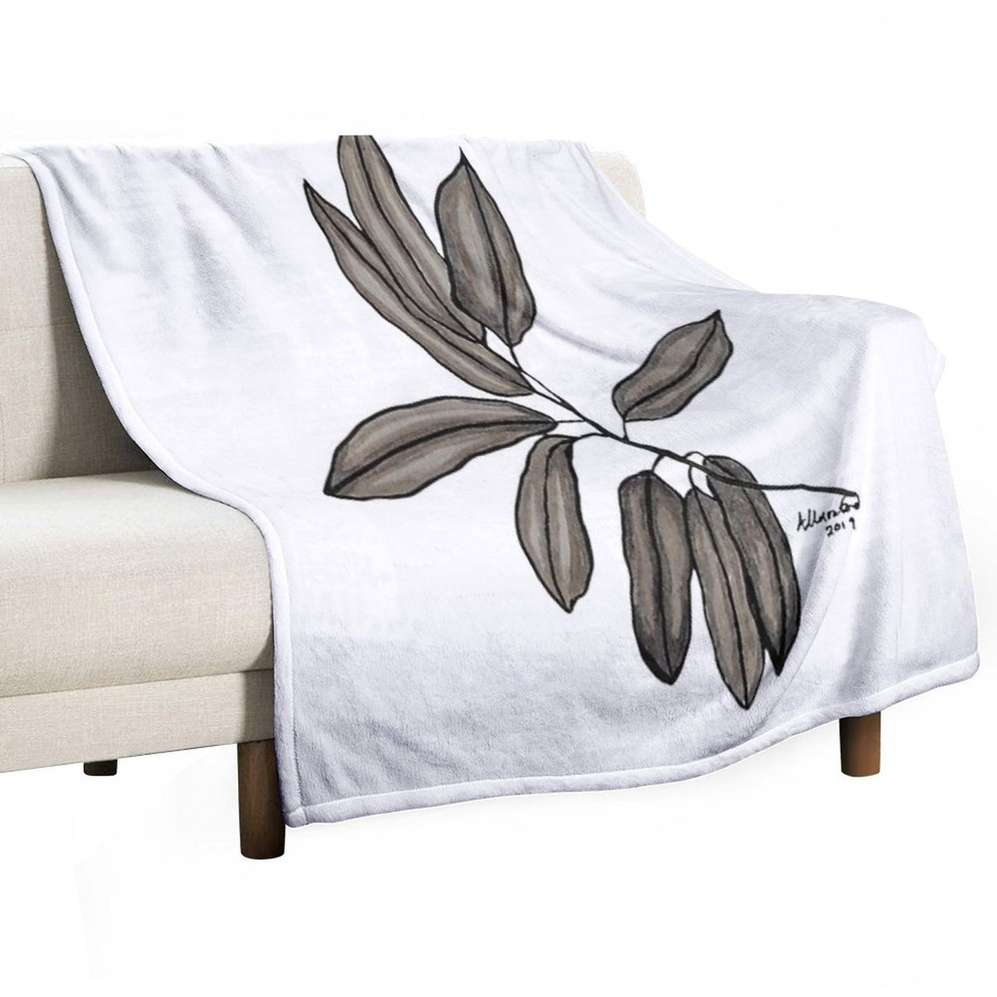 Quiet Willow Leaves, 2019 Eco-conscious Throw Blanket