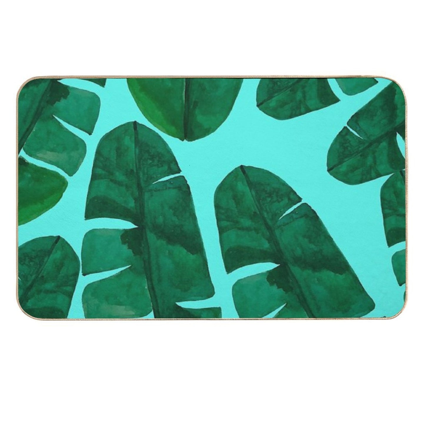 Big Monsteras in Blue Toxin-Free Bath Mat