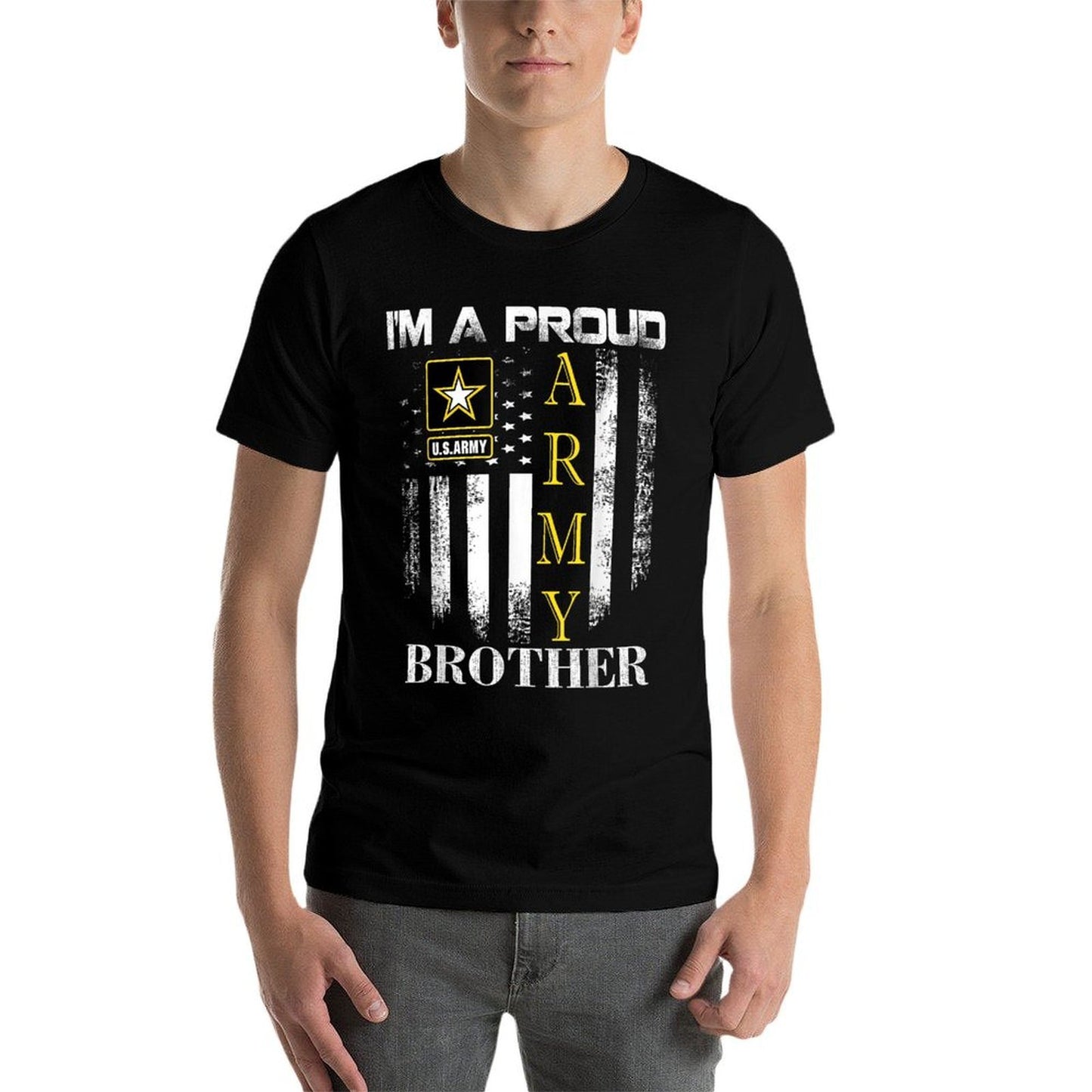 Vintage I'm A Proud Army Brother With American Gift Slim-fit Cut T-Shirt