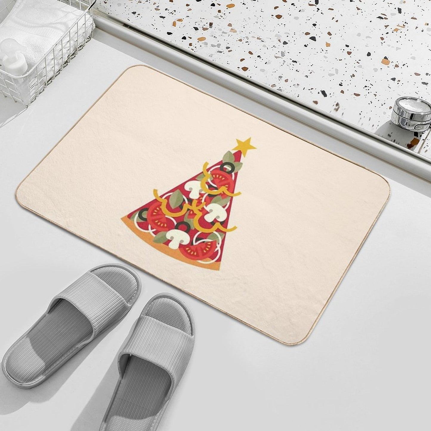 Pizza on Earth - Vegetarian Version Durable Bath Mat