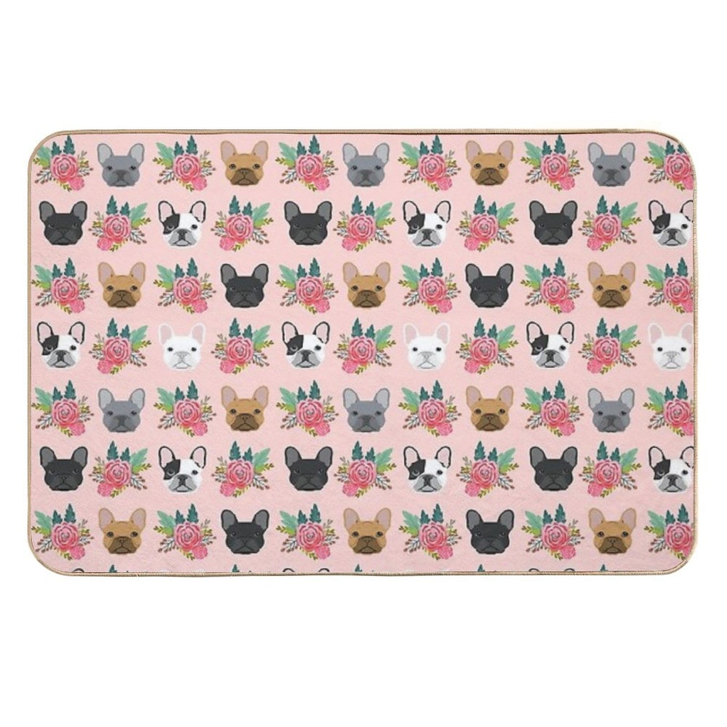 French Bulldog Faces Pattern Pink Cute Dogs Rapid-Drying Bath Mat