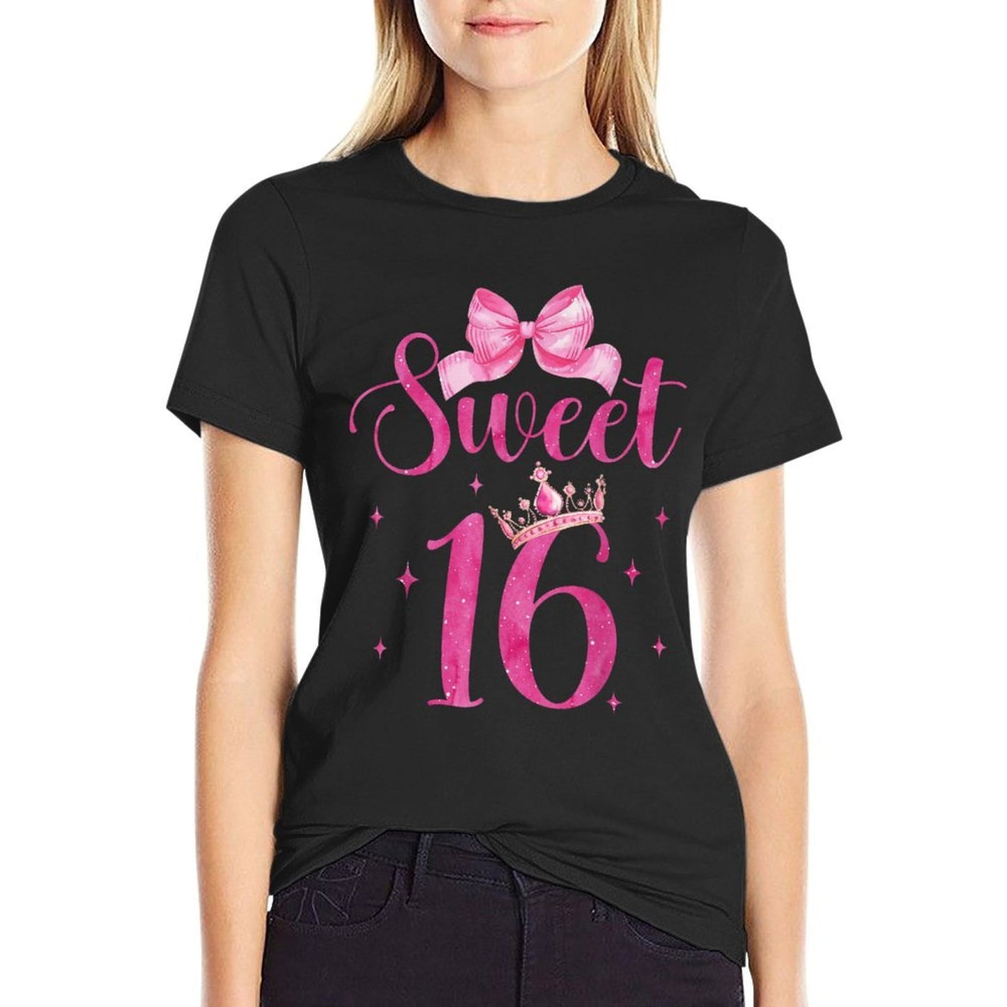Sweet 16 Birthday Girl Coquette Aesthetic Pink Bow Birthday Soft T-Shirt