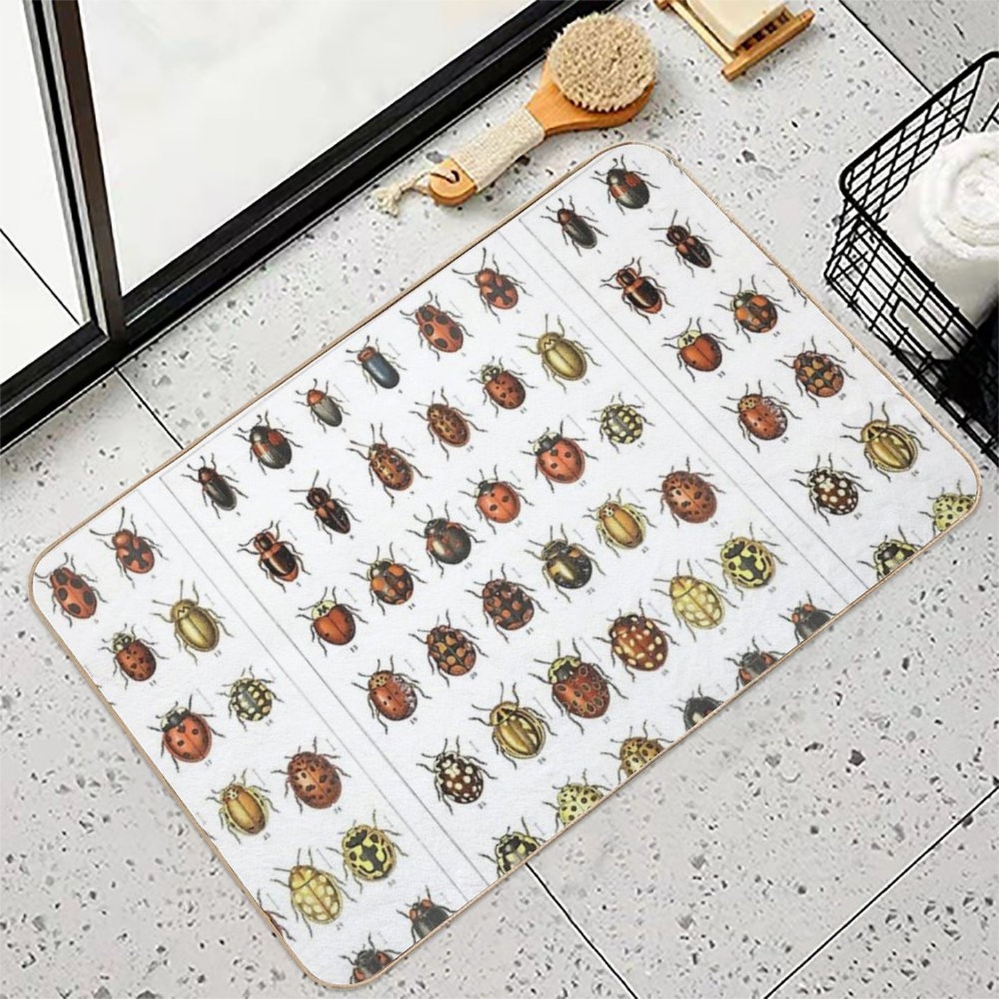 Ladybird Beetles Vintage Scientific Absorbent Bath Mat