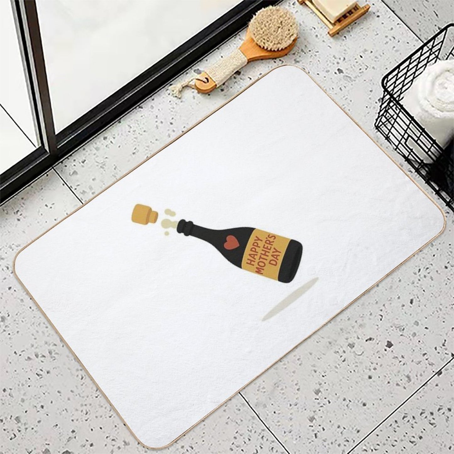 Simple Mom Cheers Symbol, Modern Mother's Day Wishes Toxin-Free Bath Mat