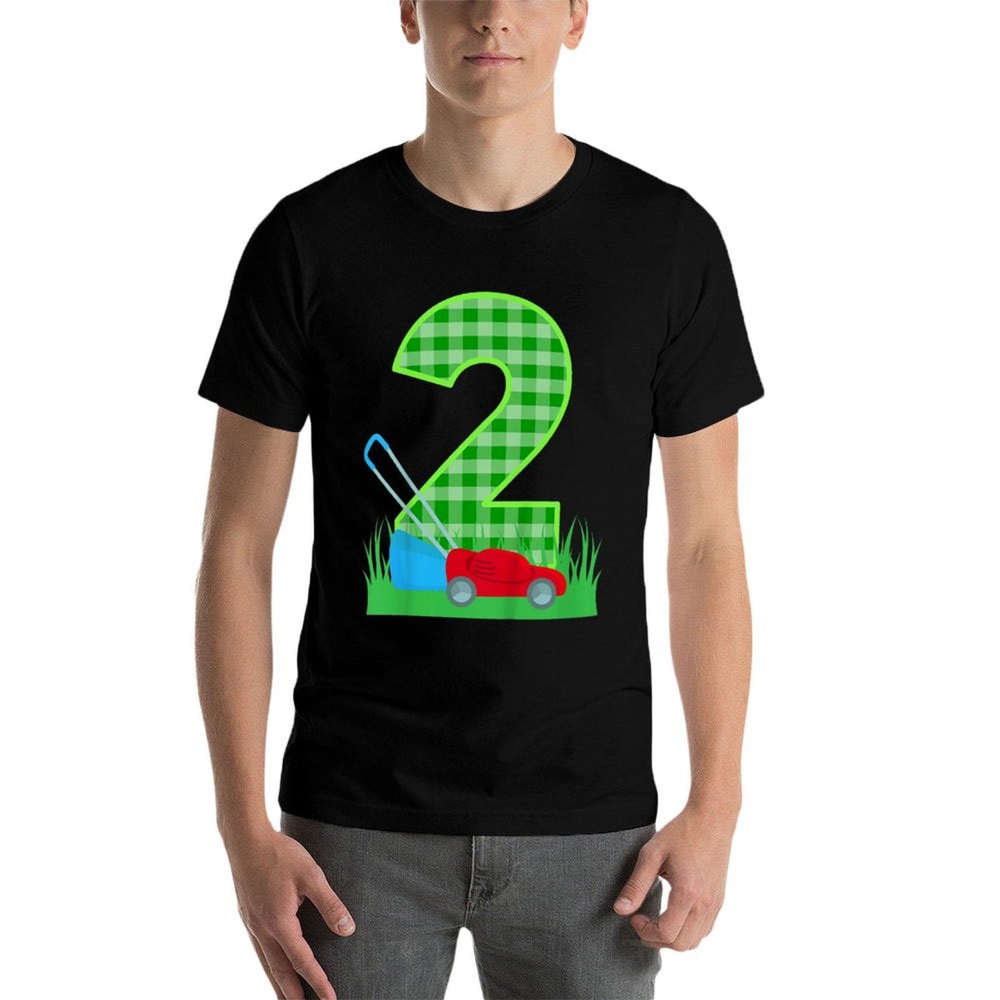 Kids 2nd Lawn Mower Birthday Two Year Old Boy Lawn Mowing Bday Wrinkle-resistant T-Shirt