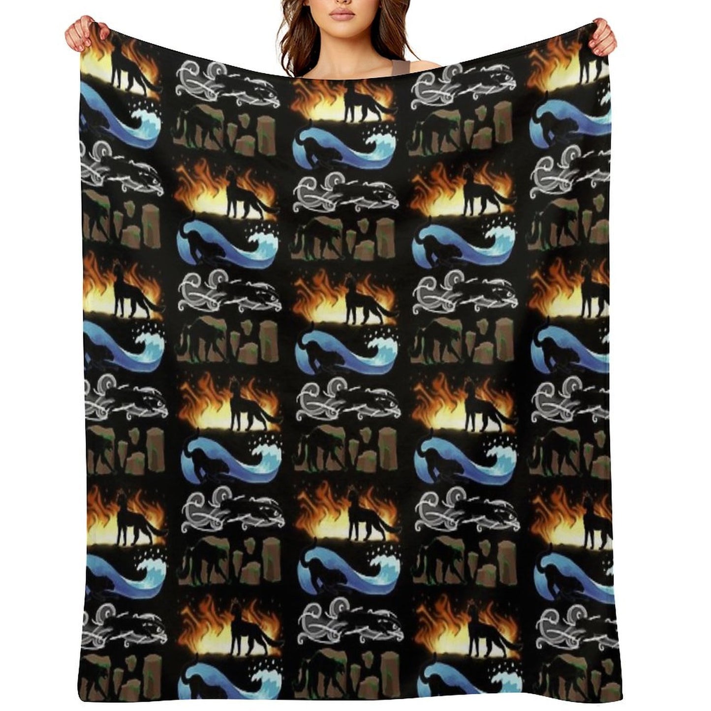 Four Elements, Four Cats Multi-functional Throw Blanket