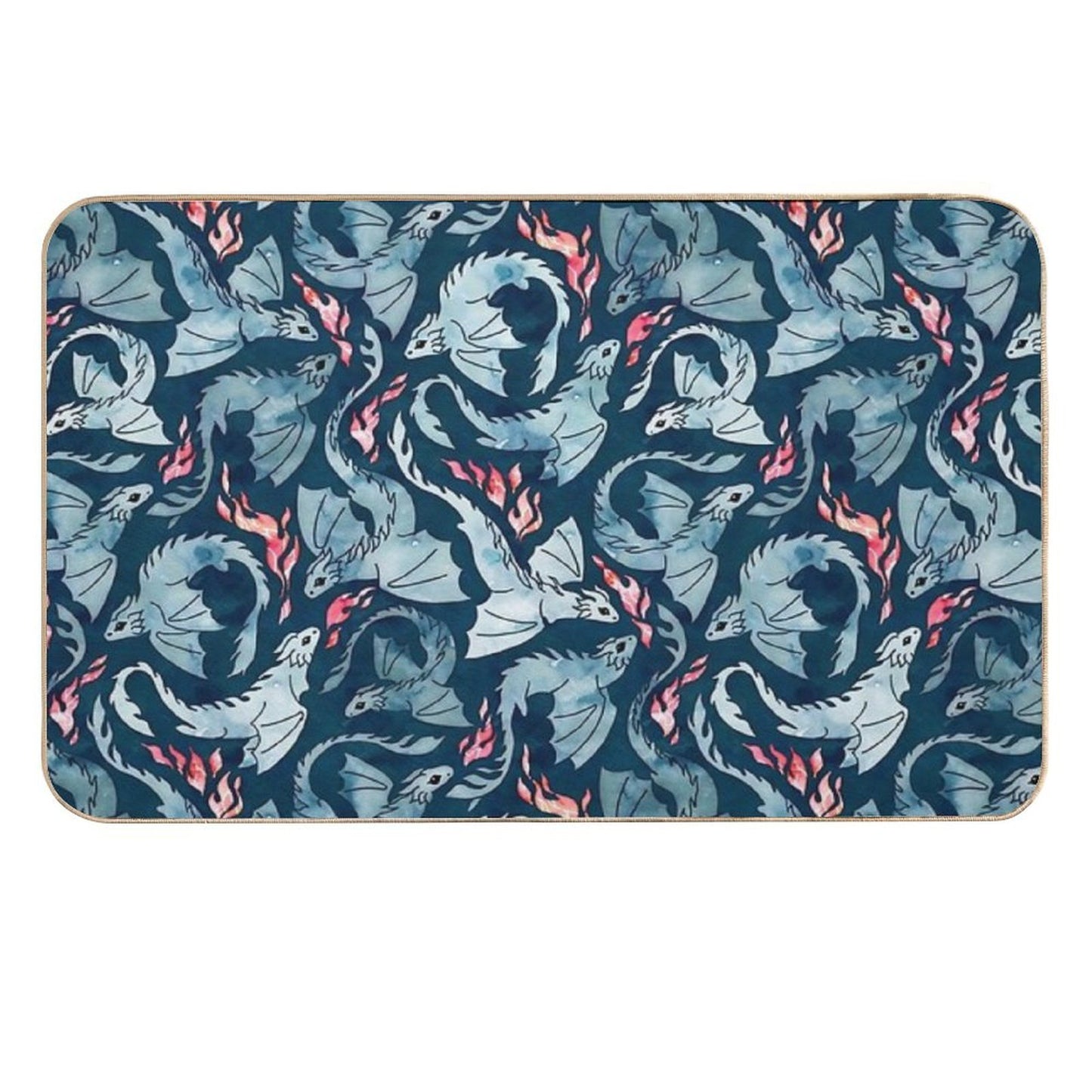 Dragon Fire Dark Blue Anti-Trip Bath Mat