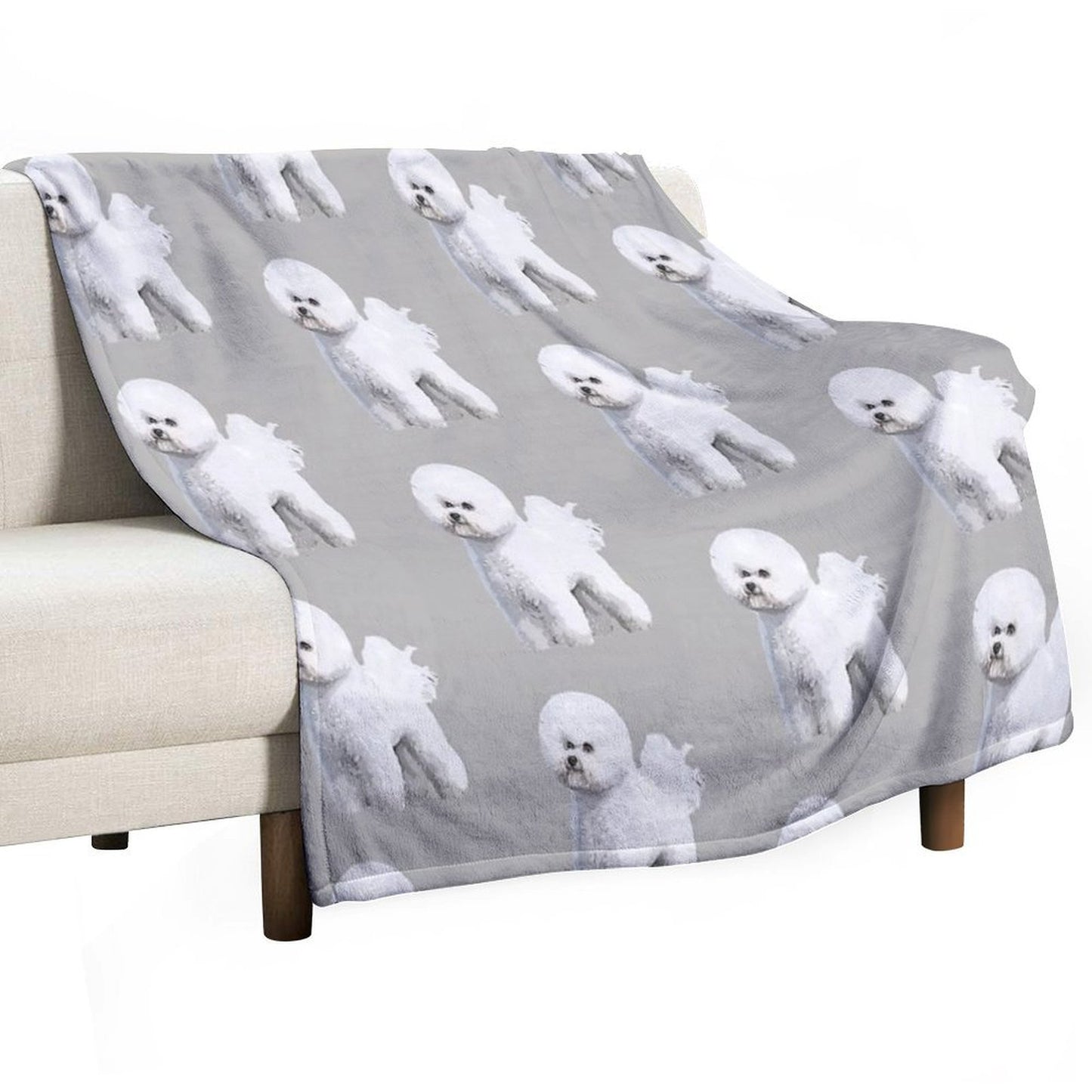 Bichon Frise Standing Beauty Travel-friendly Throw Blanket