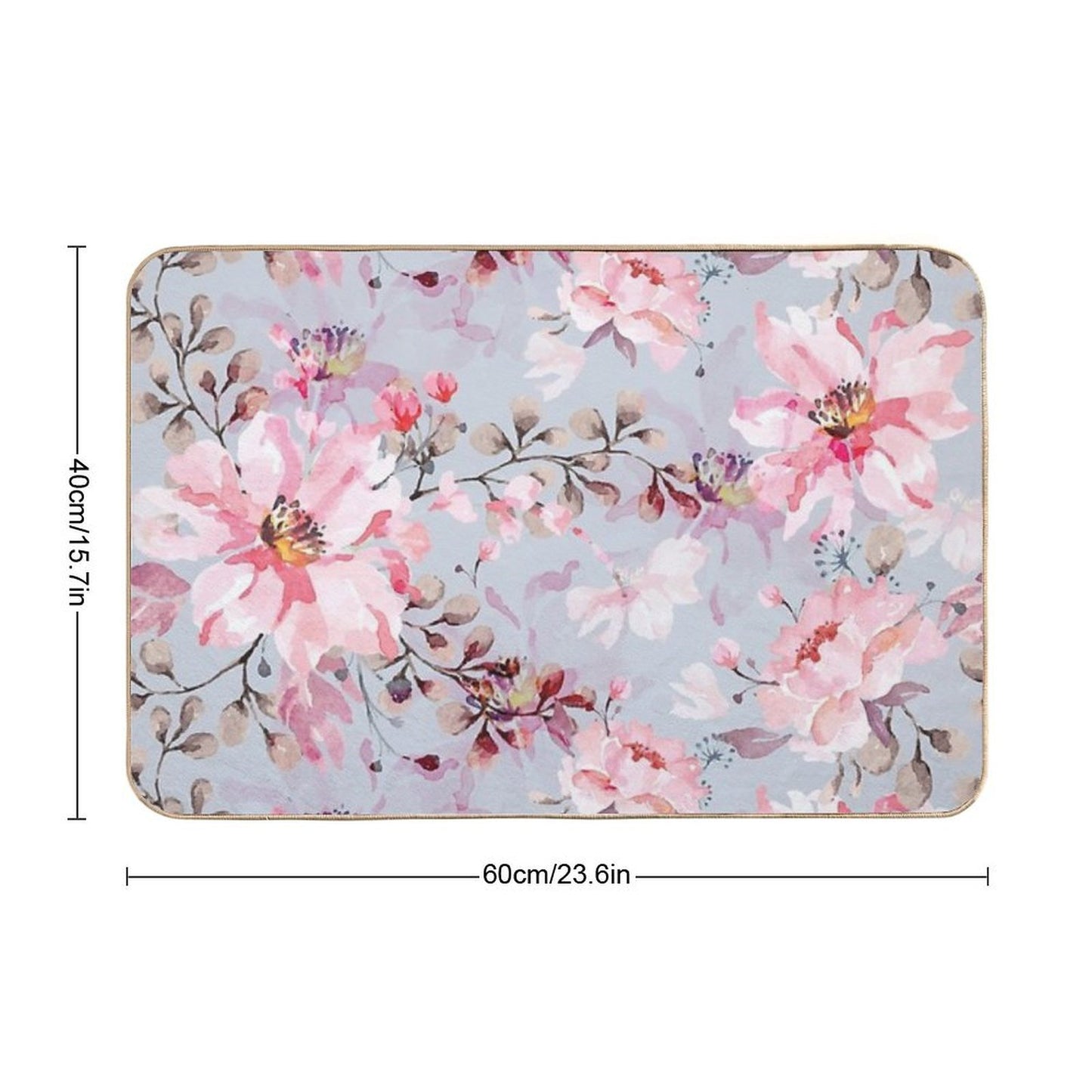 Rose Watercolor Pattern Fade-Resistant Bath Mat