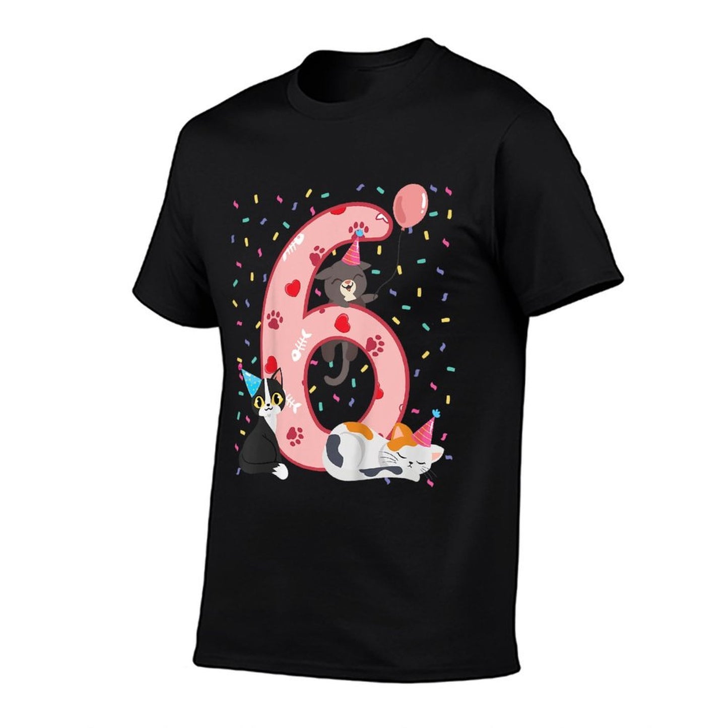 Kids 6th Birthday Girl Cute Cat Outfit 6 Years Old Bday Party Comfortable T-Shirt