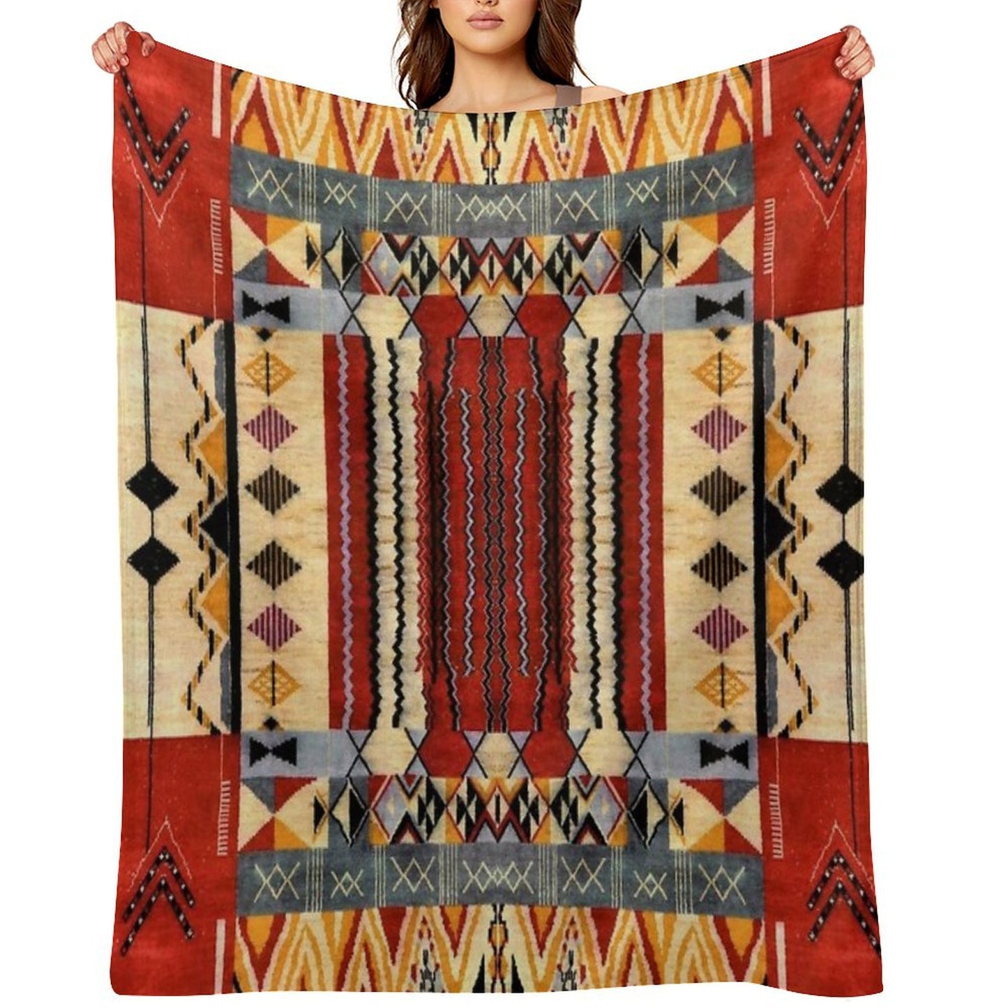Heritage Moroccan Collage Design Velvety-soft Throw Blanket