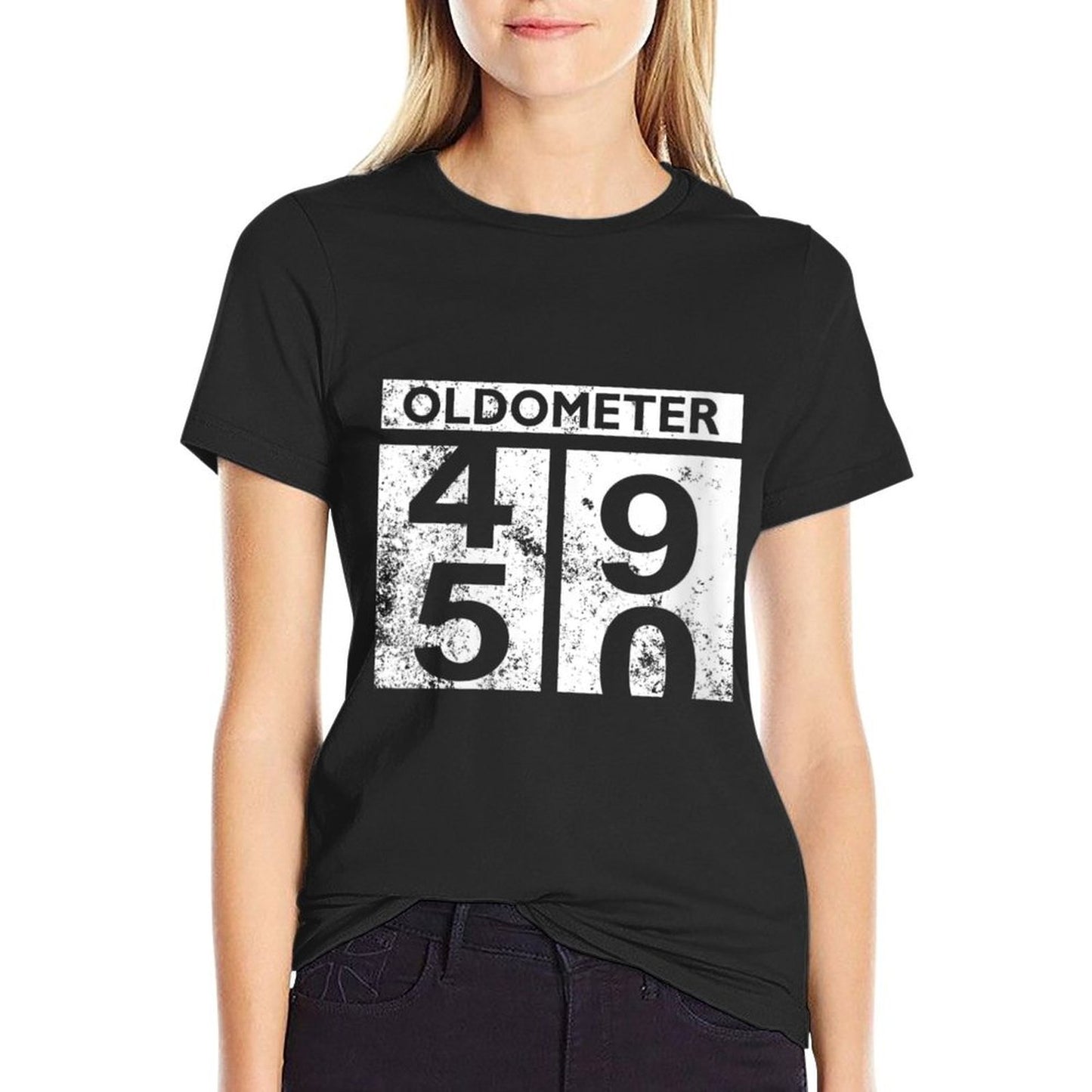 Womens Oldometer 49-50 for 50th Birthday  Summer-ready Fabric T-Shirt