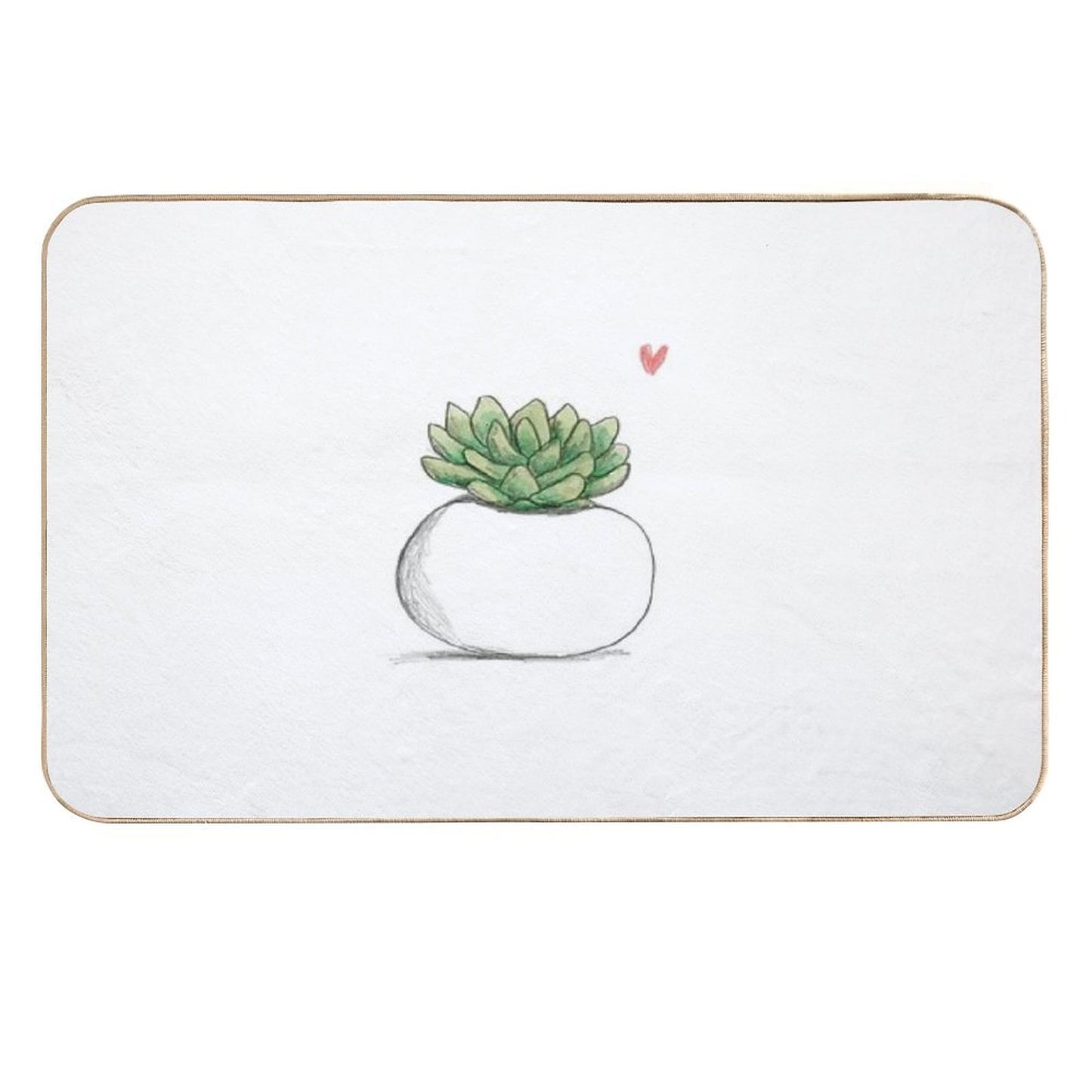 Succulent in Plump White Planter Slip-Resistant Bath Mat
