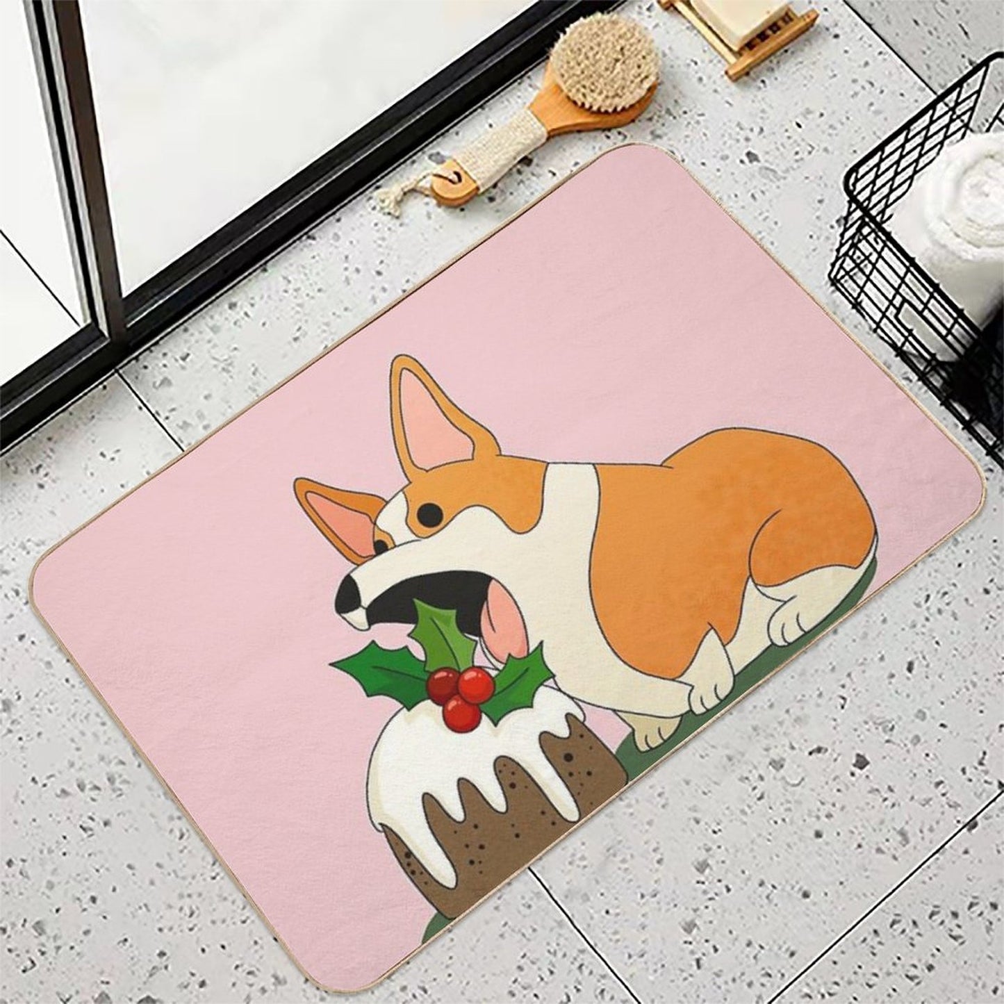 Christmas Corgi Rapid-Drying Bath Mat